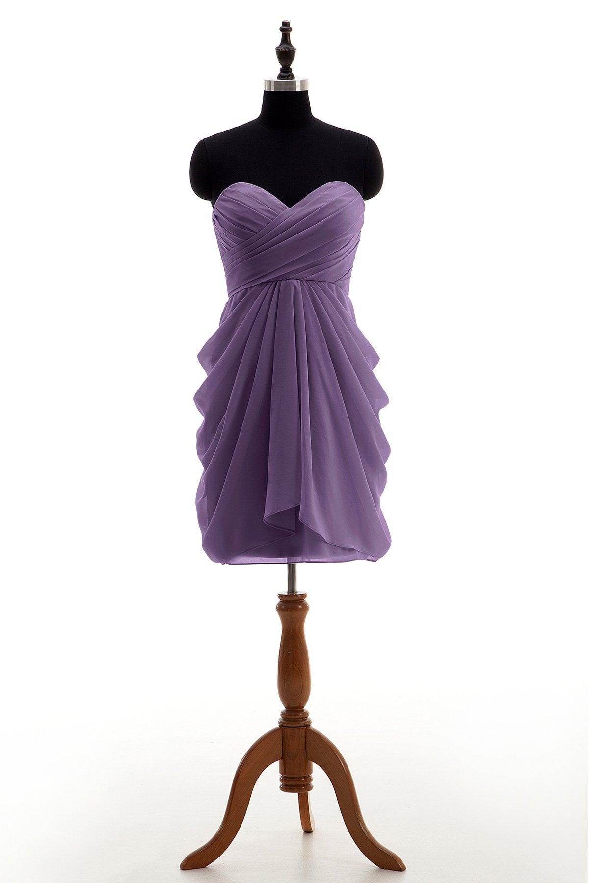 Sheath-Column Knee Length Chiffon Bridesmaid Dress NB2746 - COCOMELODY