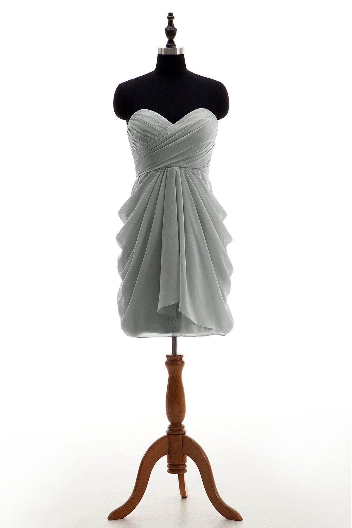 Sheath-Column Knee Length Chiffon Bridesmaid Dress NB2746 - COCOMELODY