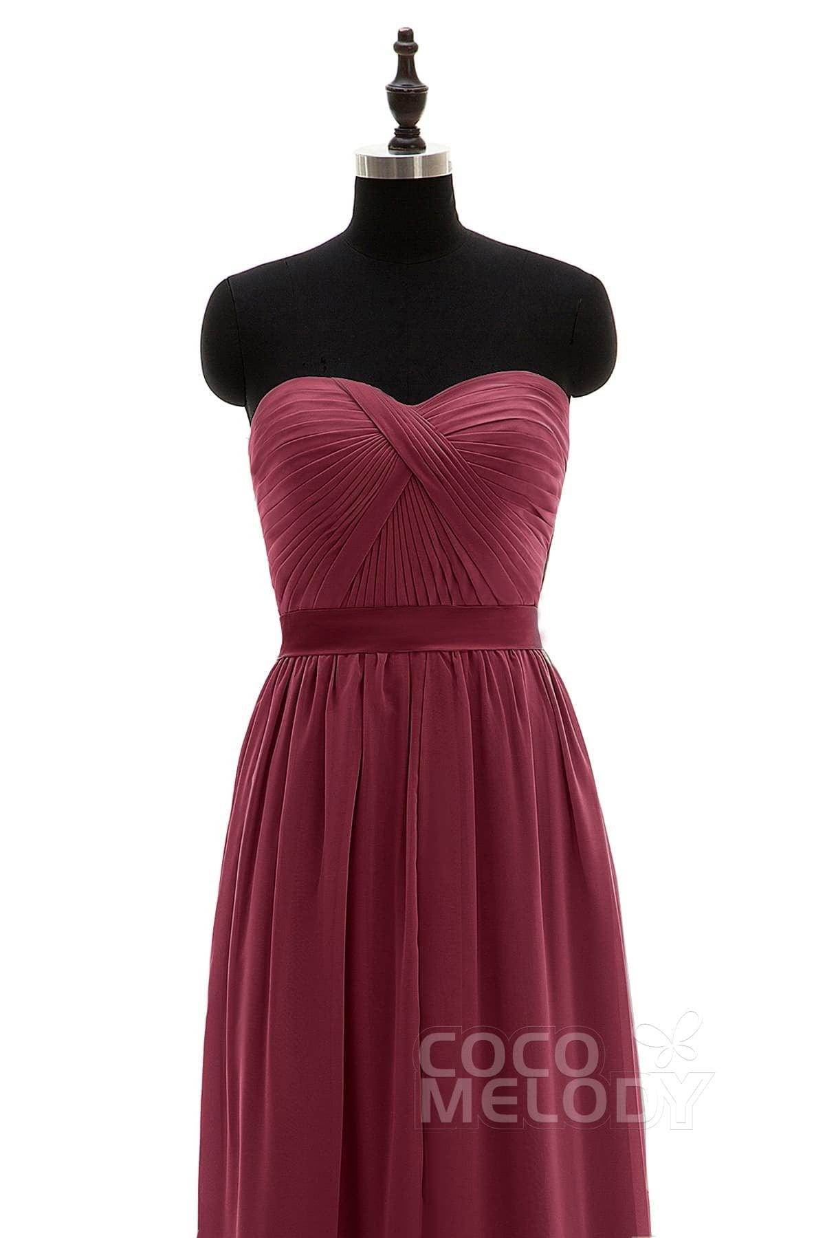 Sheath-Column Floor Length Chiffon Bridesmaid Dress NB3312 - COCOMELODY