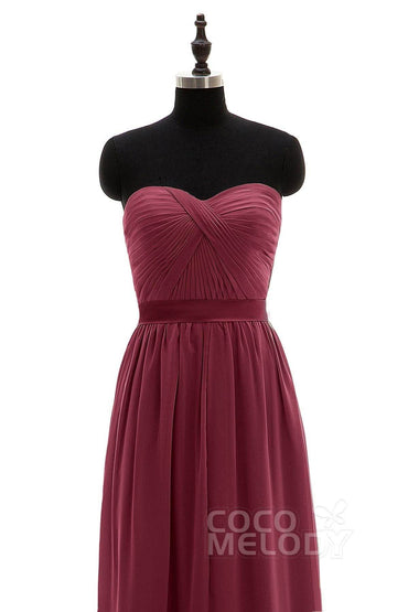 Sheath-Column Floor Length Chiffon Bridesmaid Dress NB3312 - COCOMELODY