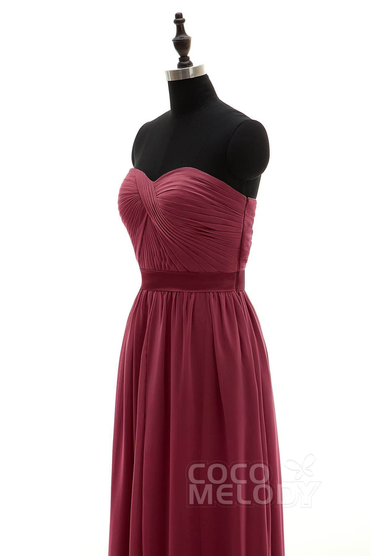 Sheath-Column Floor Length Chiffon Bridesmaid Dress NB3312 - COCOMELODY