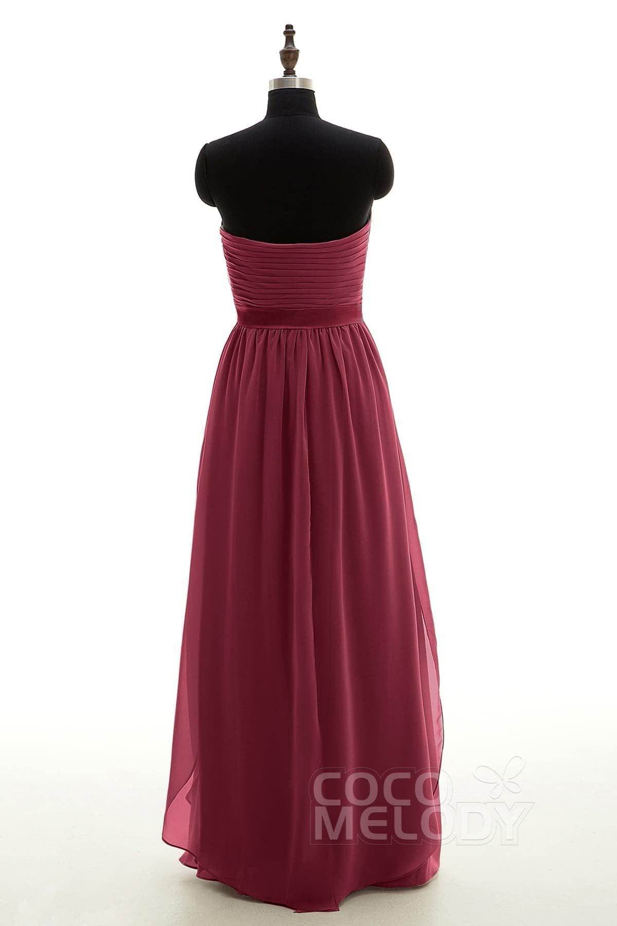 Sheath-Column Floor Length Chiffon Bridesmaid Dress NB3312 - COCOMELODY