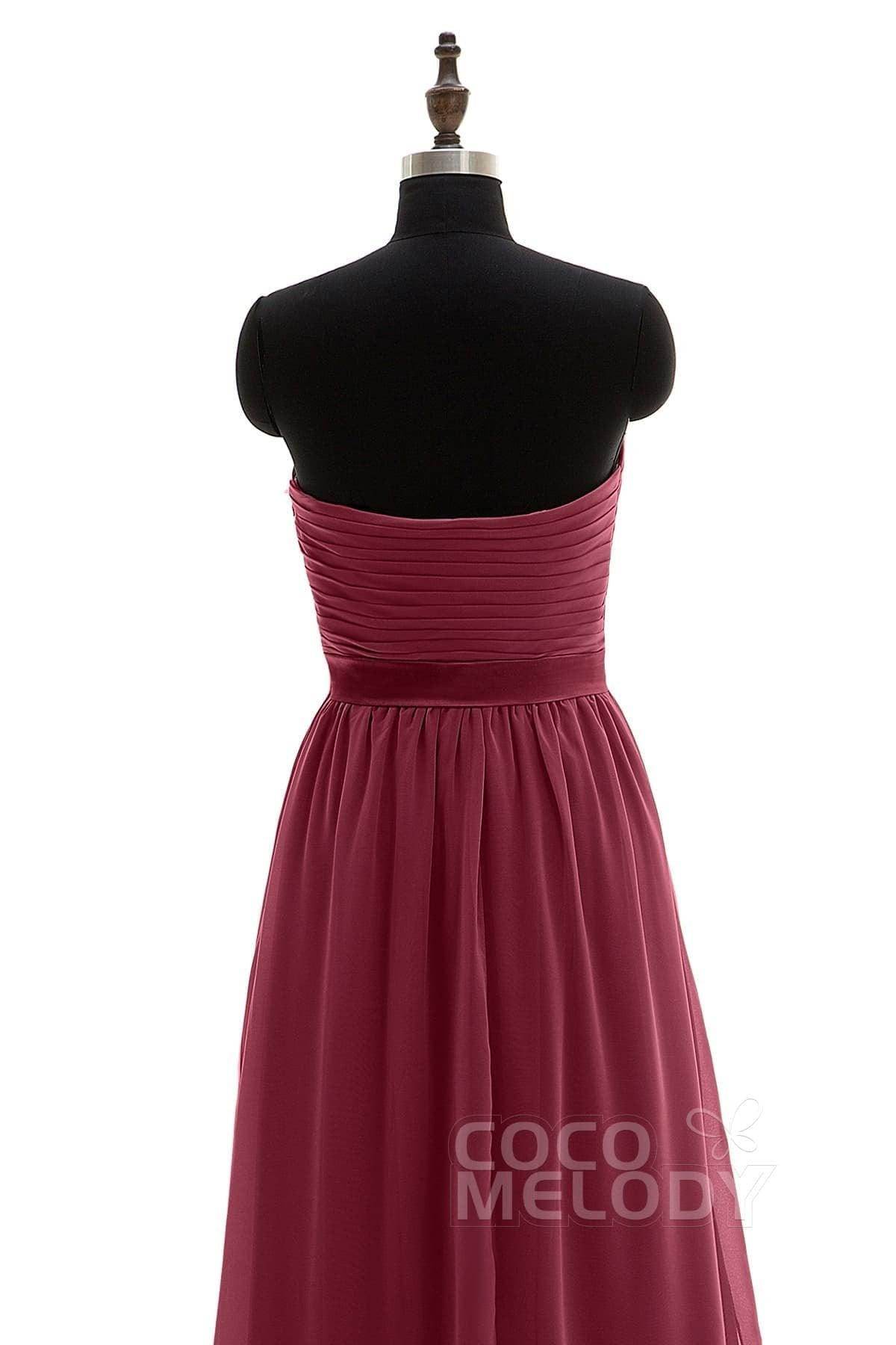 Sheath-Column Floor Length Chiffon Bridesmaid Dress NB3312 - COCOMELODY