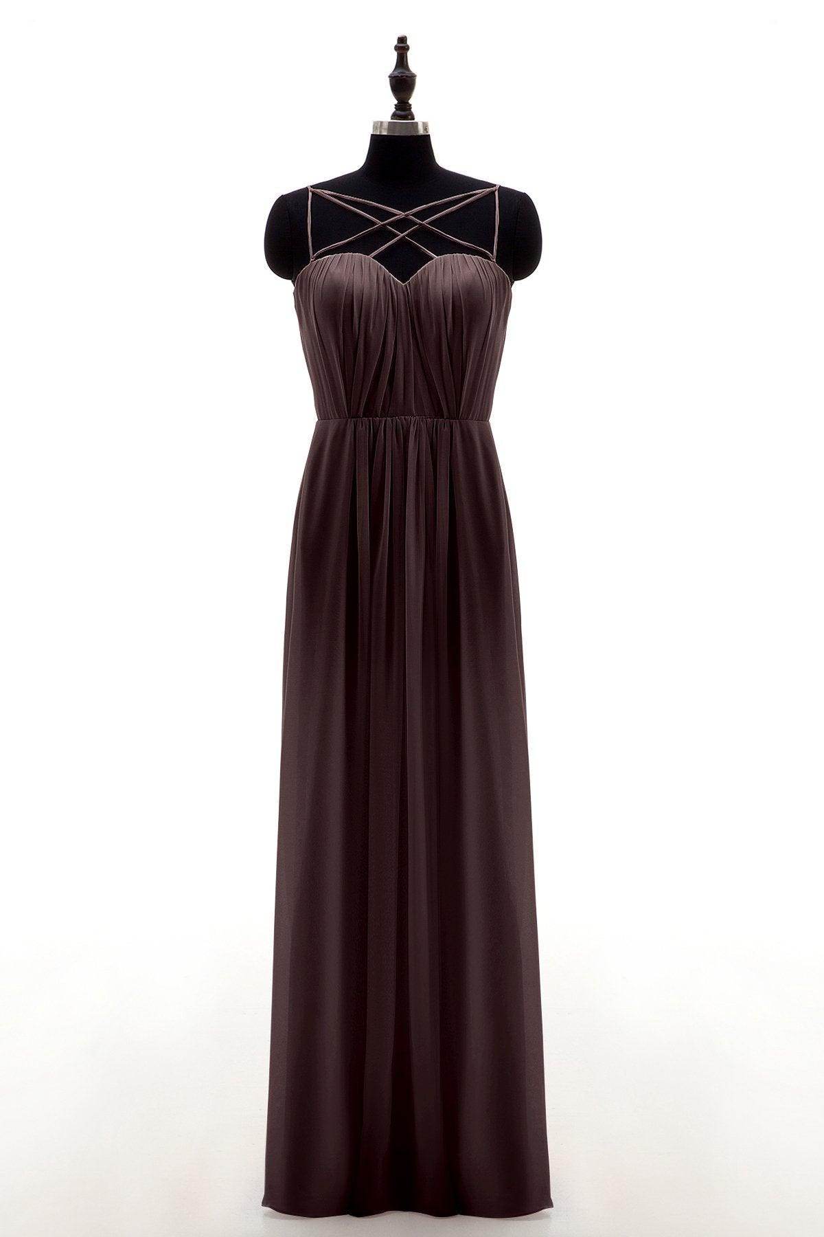 Sheath-Column Floor Length Chiffon Bridesmaid Dress NB3315 - COCOMELODY