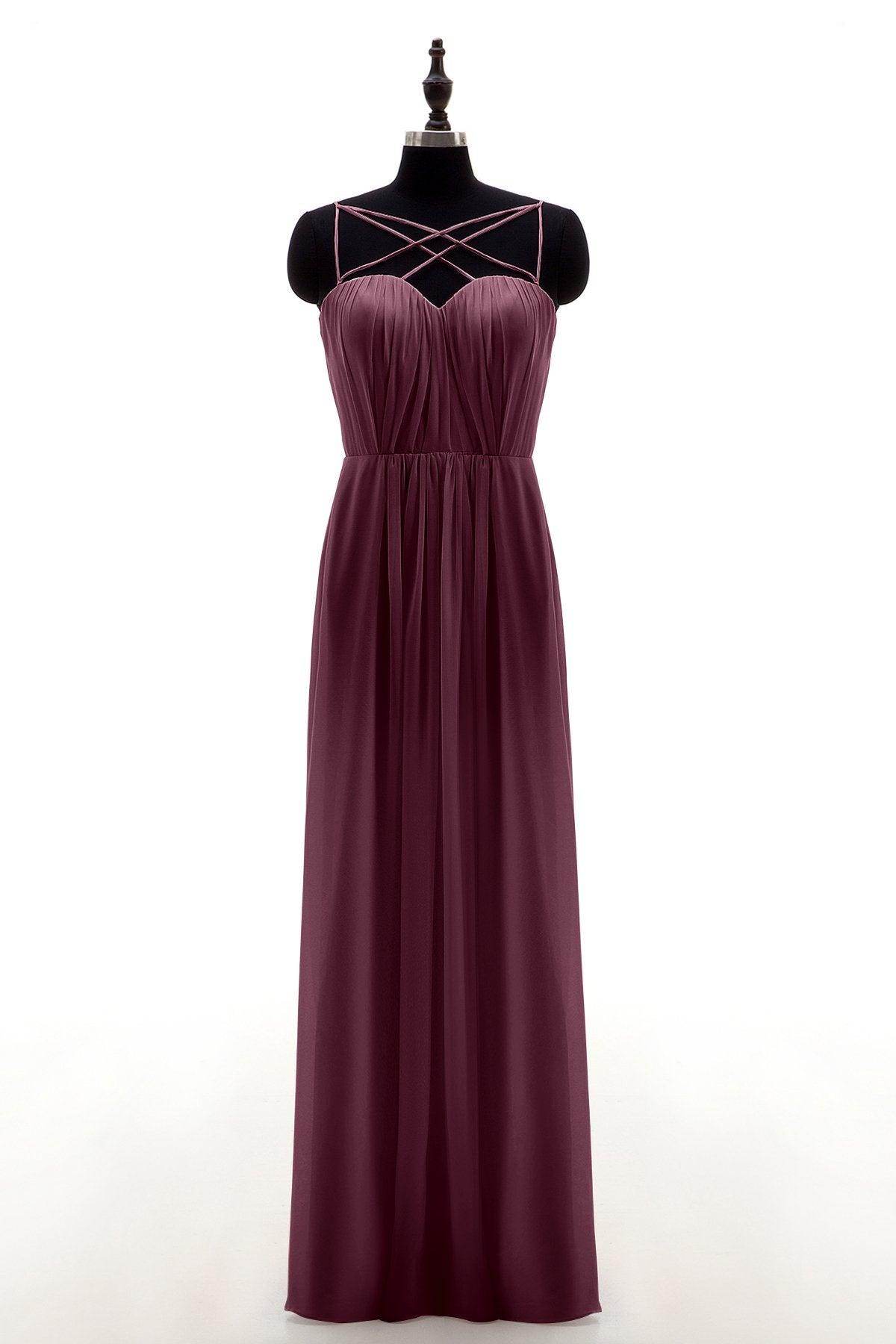 Sheath-Column Floor Length Chiffon Bridesmaid Dress NB3315 - COCOMELODY