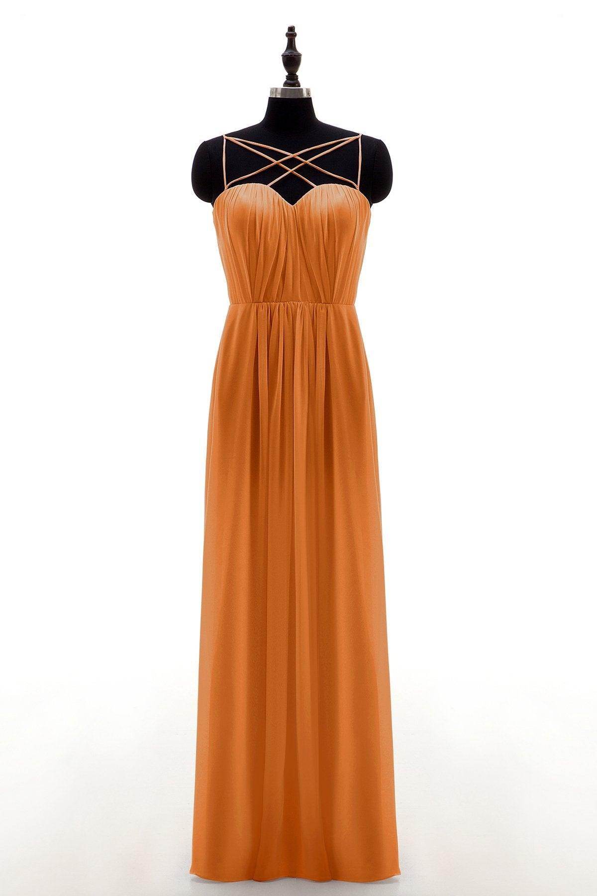 Sheath-Column Floor Length Chiffon Bridesmaid Dress NB3315 - COCOMELODY
