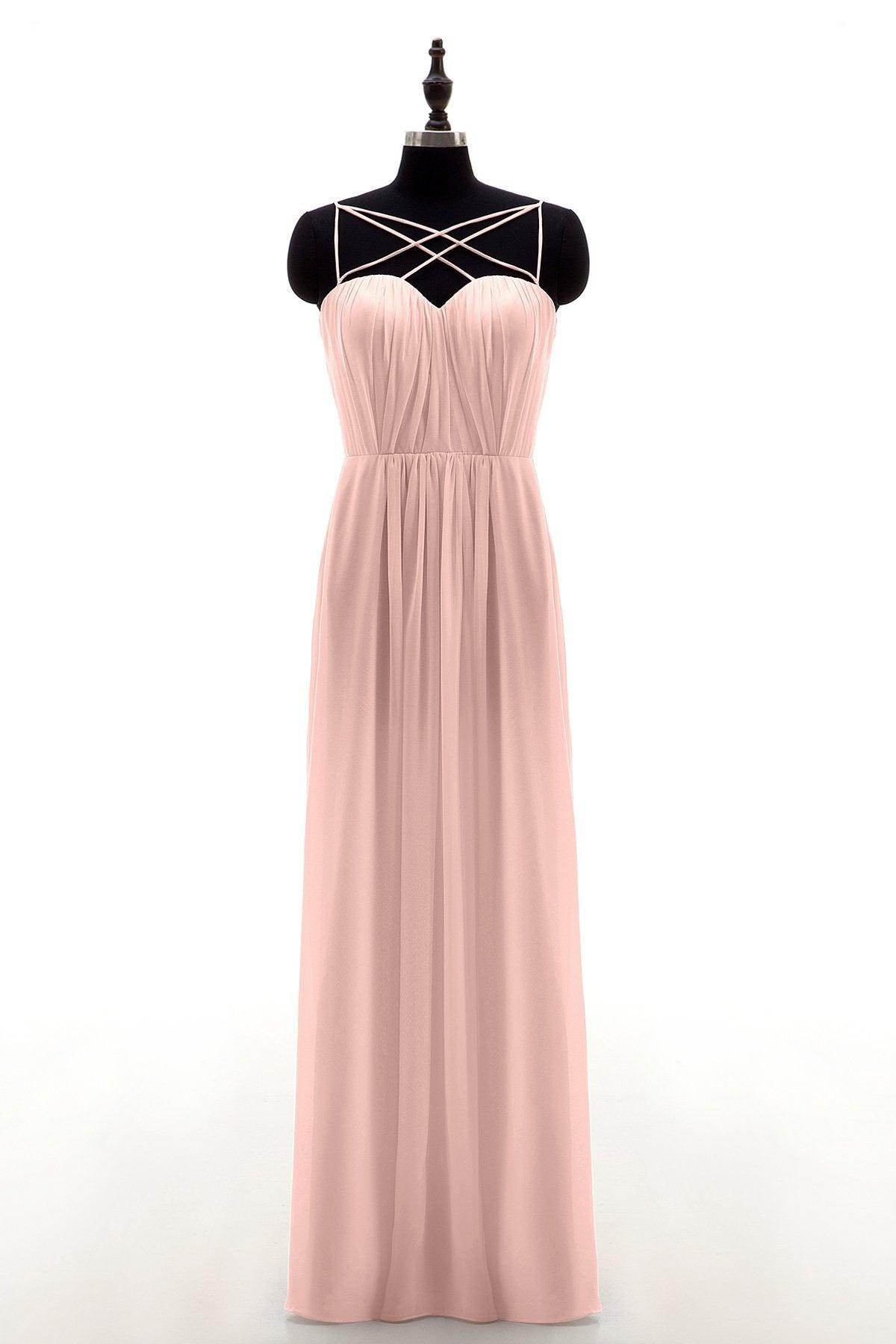 Sheath-Column Floor Length Chiffon Bridesmaid Dress NB3315 - COCOMELODY