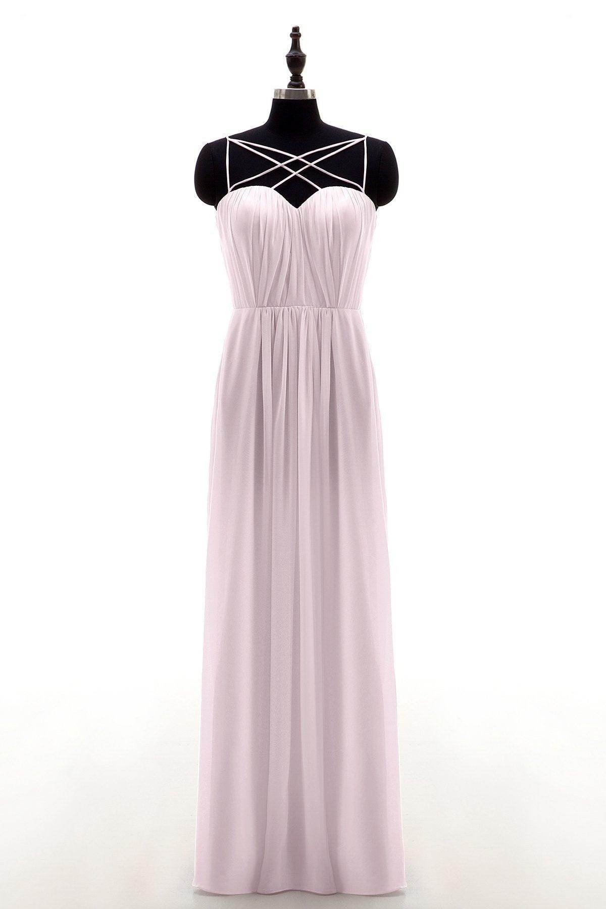 Sheath-Column Floor Length Chiffon Bridesmaid Dress NB3315 - COCOMELODY