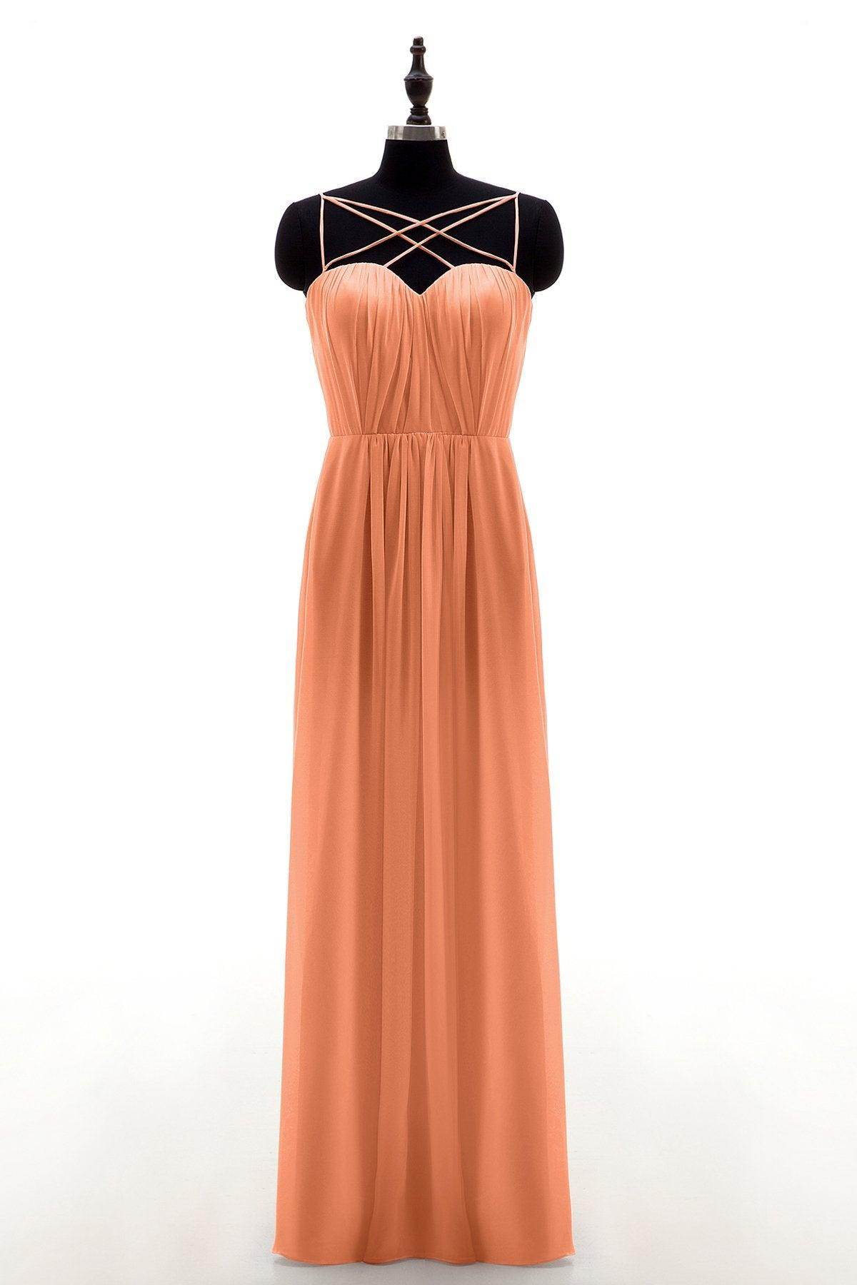 Sheath-Column Floor Length Chiffon Bridesmaid Dress NB3315 - COCOMELODY