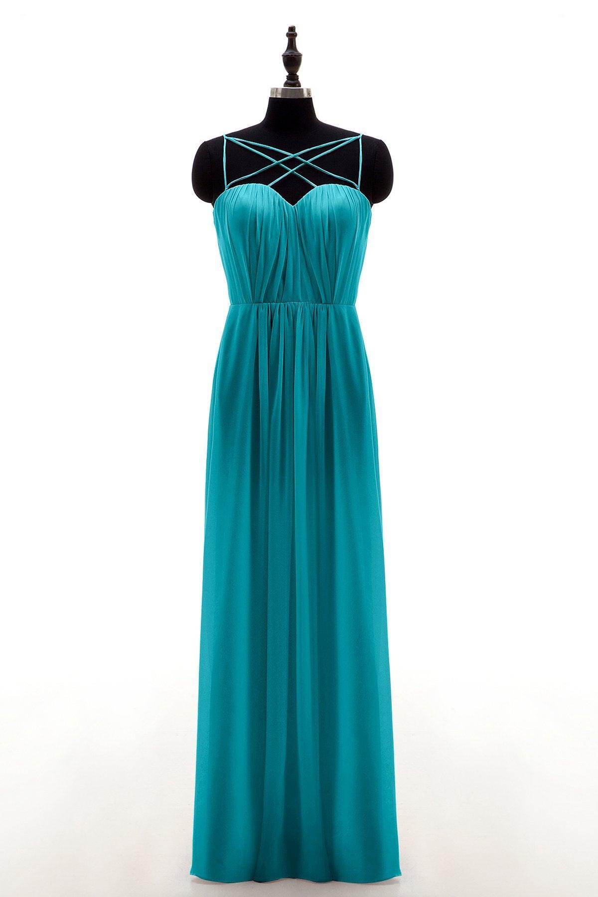 Sheath-Column Floor Length Chiffon Bridesmaid Dress NB3315 - COCOMELODY