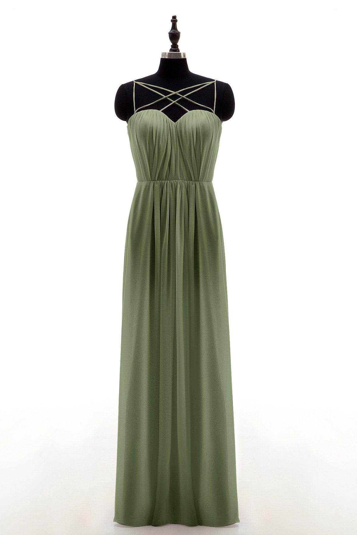 Sheath-Column Floor Length Chiffon Bridesmaid Dress NB3315 - COCOMELODY