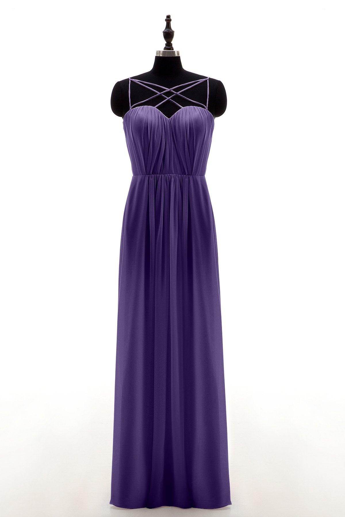 Sheath-Column Floor Length Chiffon Bridesmaid Dress NB3315 - COCOMELODY