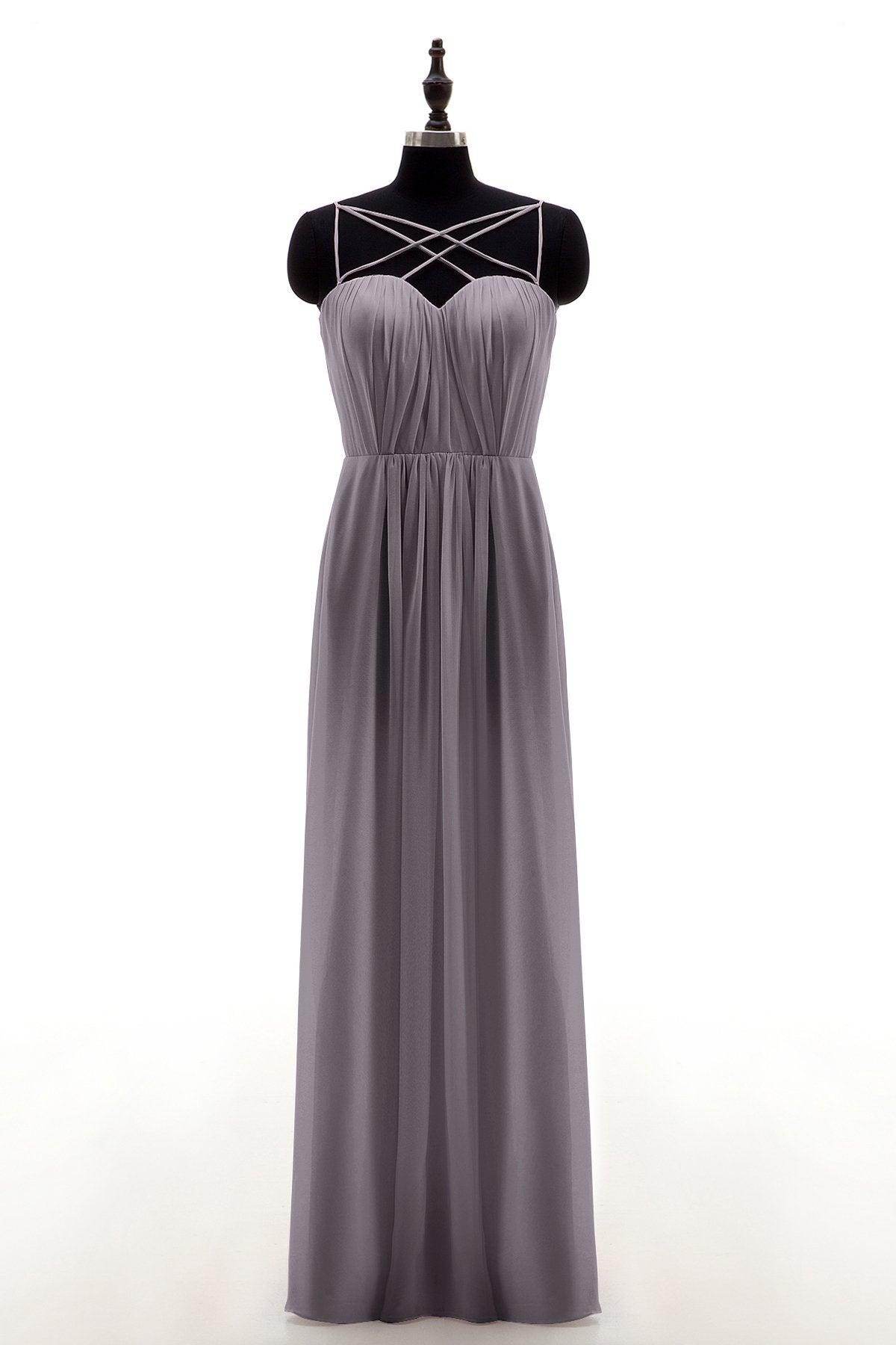 Sheath-Column Floor Length Chiffon Bridesmaid Dress NB3315 - COCOMELODY