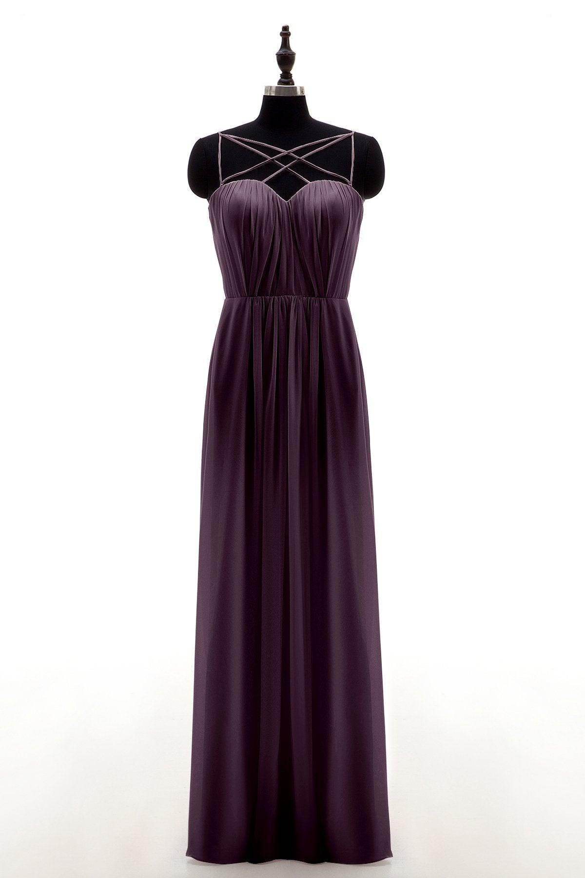 Sheath-Column Floor Length Chiffon Bridesmaid Dress NB3315 - COCOMELODY