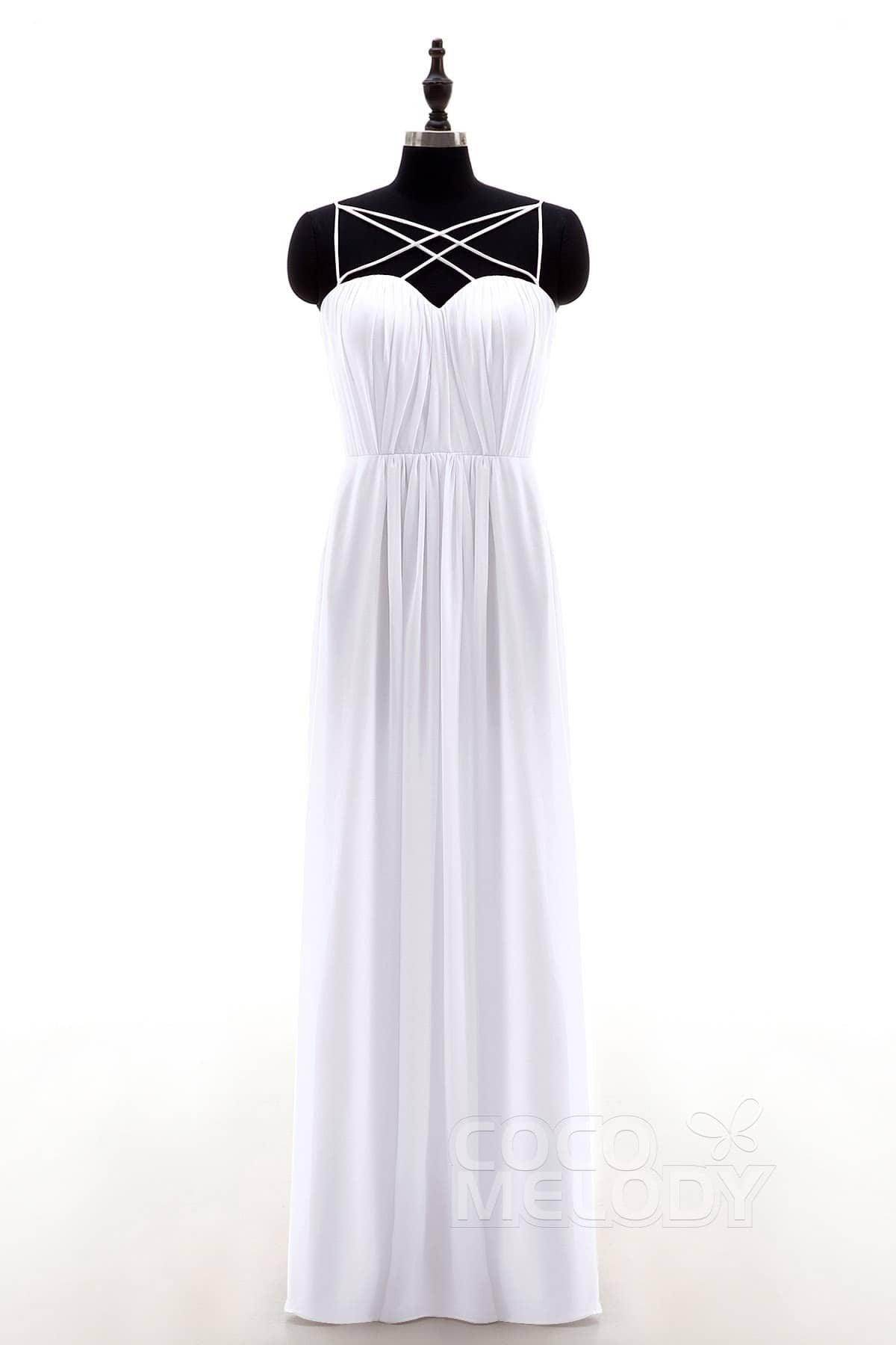 Sheath-Column Floor Length Chiffon Bridesmaid Dress NB3315 - COCOMELODY
