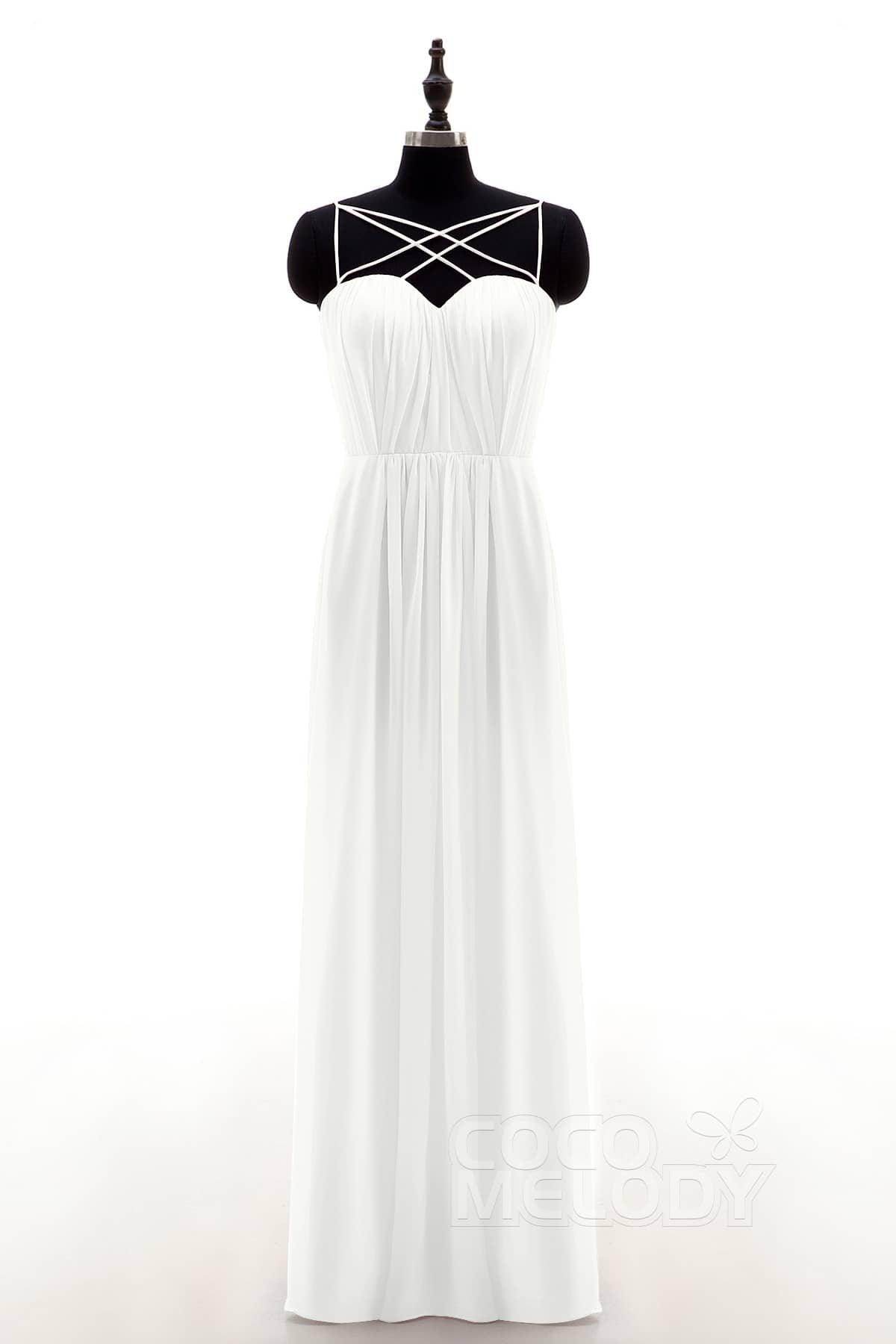 Sheath-Column Floor Length Chiffon Bridesmaid Dress NB3315 - COCOMELODY