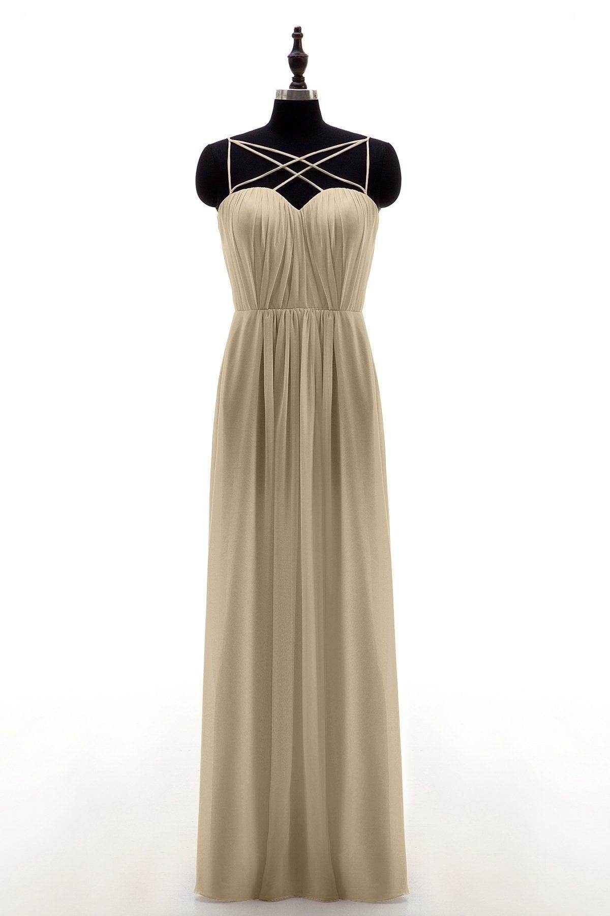 Sheath-Column Floor Length Chiffon Bridesmaid Dress NB3315 - COCOMELODY