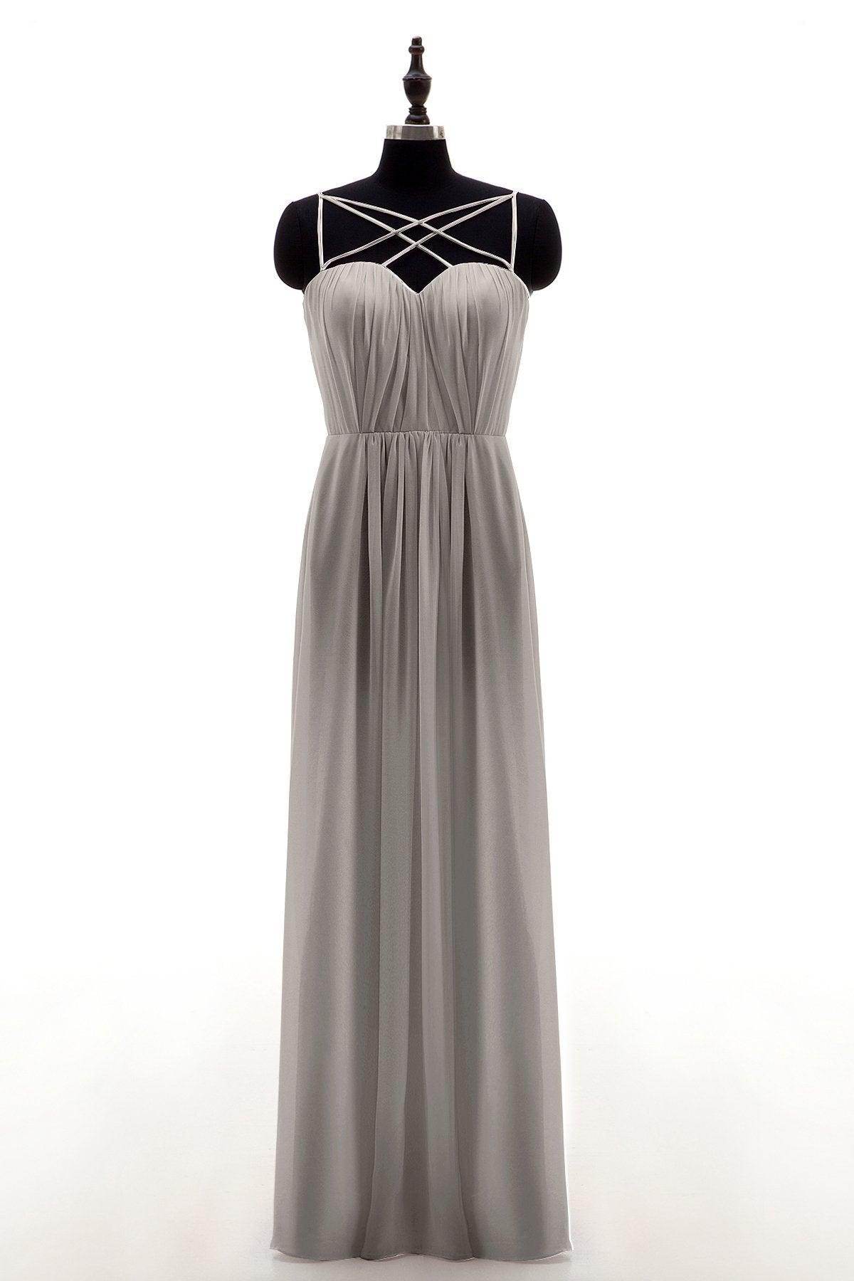 Sheath-Column Floor Length Chiffon Bridesmaid Dress NB3315 - COCOMELODY