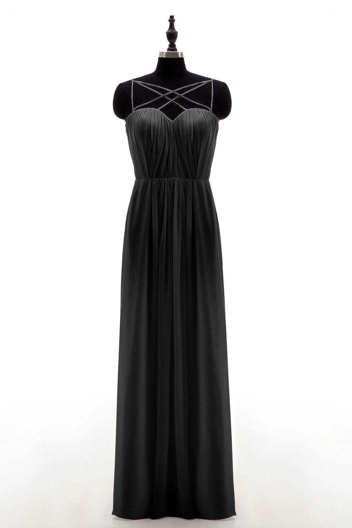 Sheath-Column Floor Length Chiffon Bridesmaid Dress NB3315 - COCOMELODY