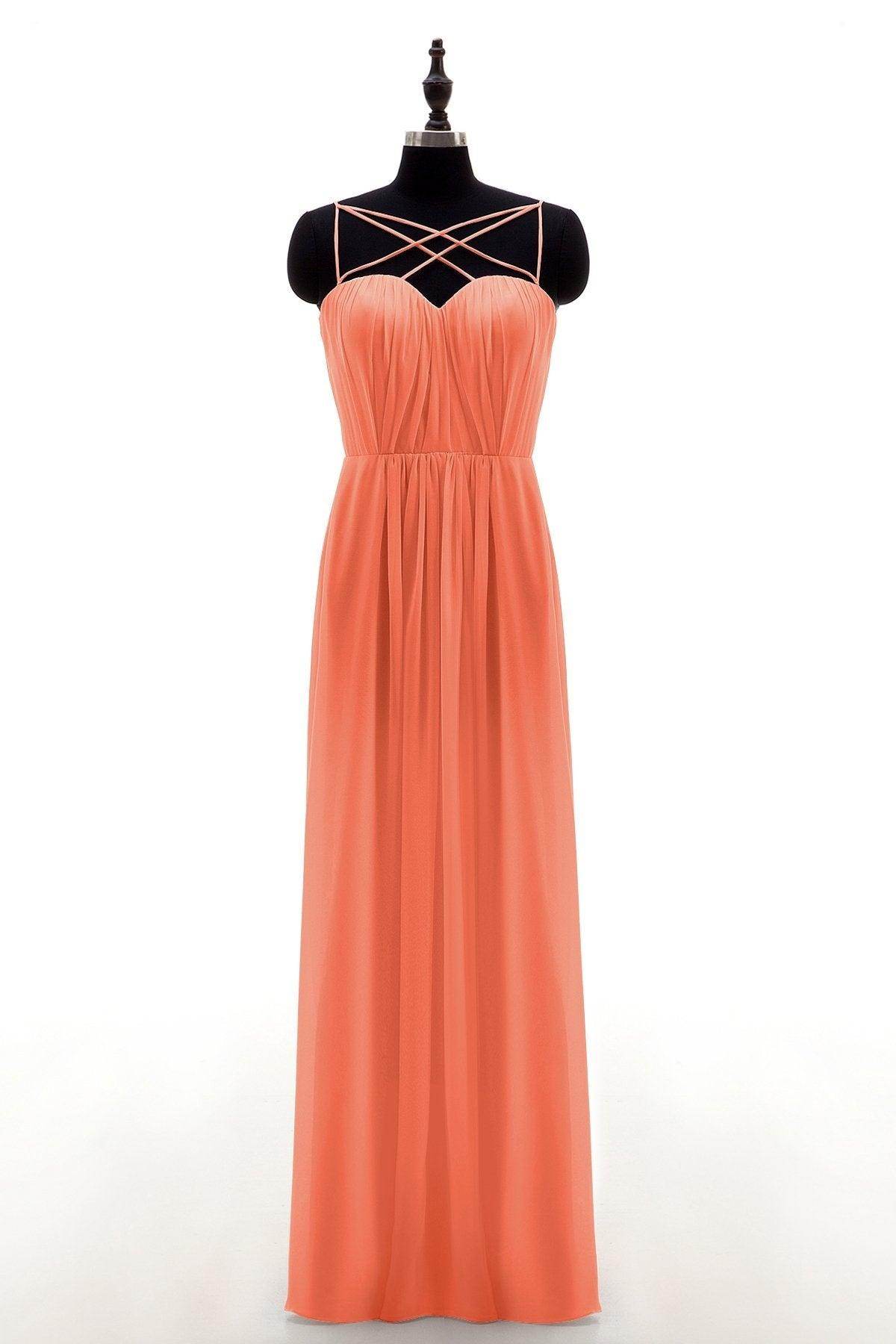 Sheath-Column Floor Length Chiffon Bridesmaid Dress NB3315 - COCOMELODY