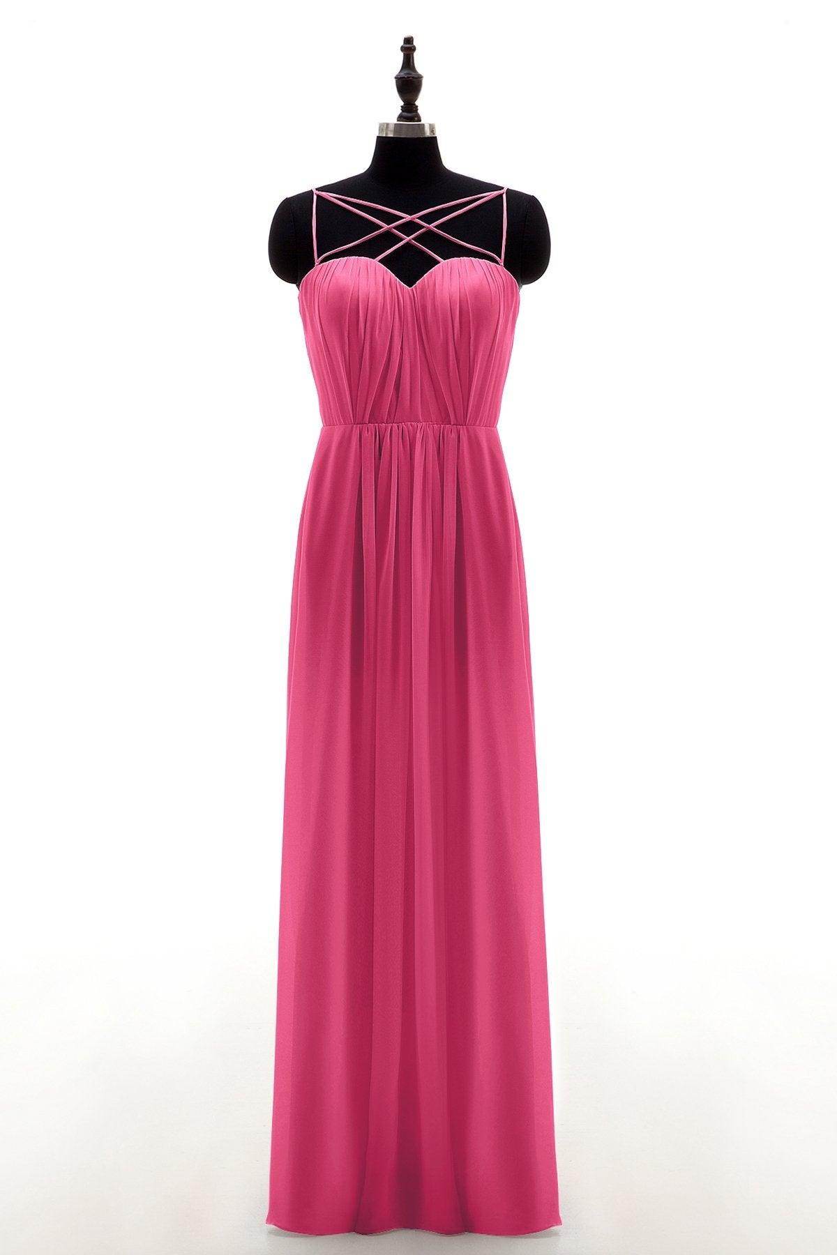 Sheath-Column Floor Length Chiffon Bridesmaid Dress NB3315 - COCOMELODY