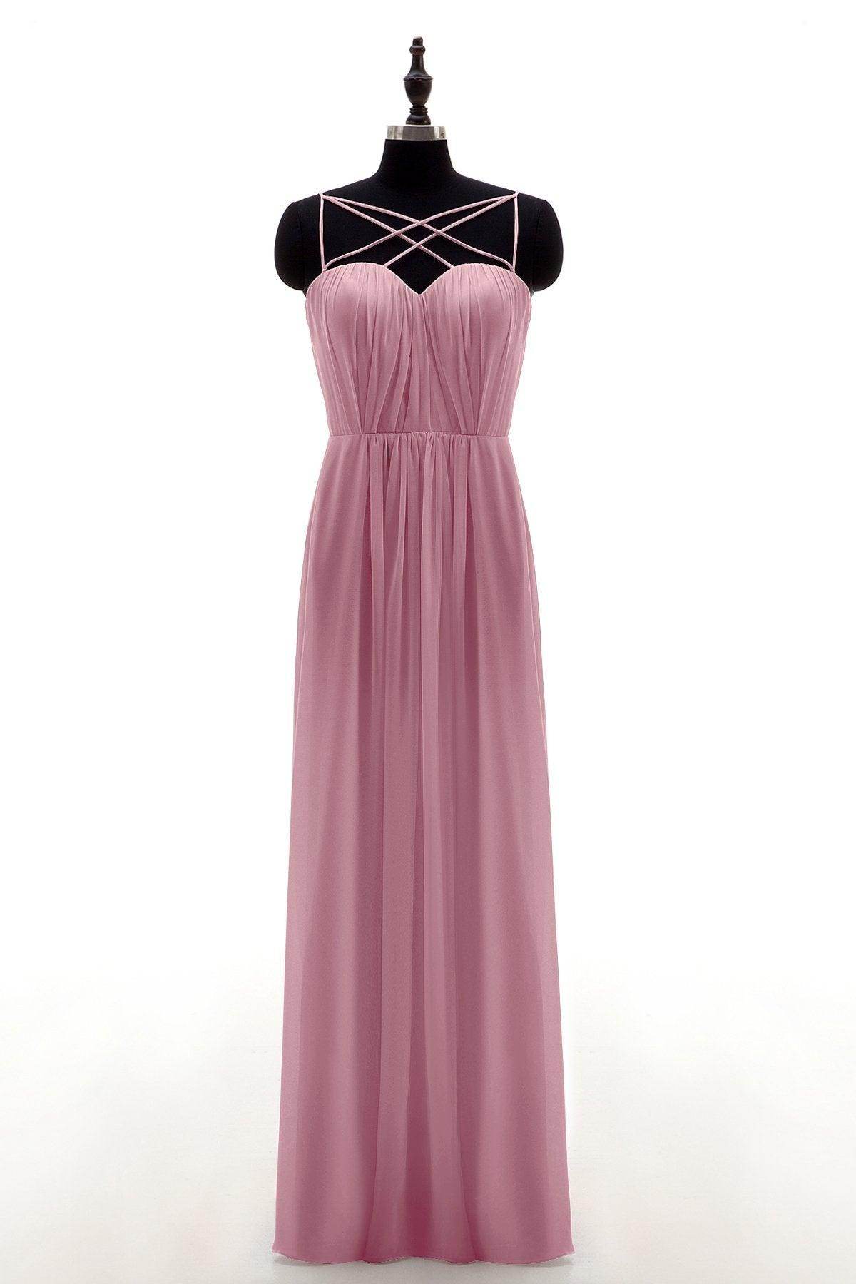 Sheath-Column Floor Length Chiffon Bridesmaid Dress NB3315 - COCOMELODY