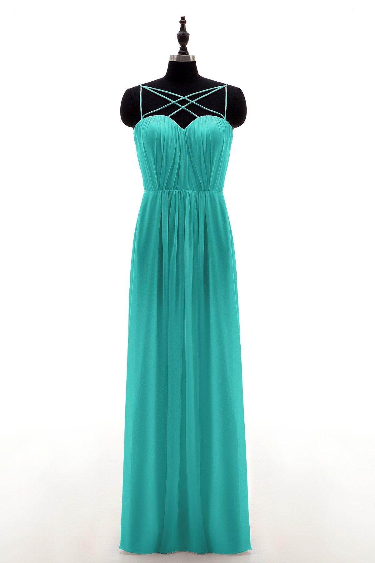 Sheath-Column Floor Length Chiffon Bridesmaid Dress NB3315 - COCOMELODY