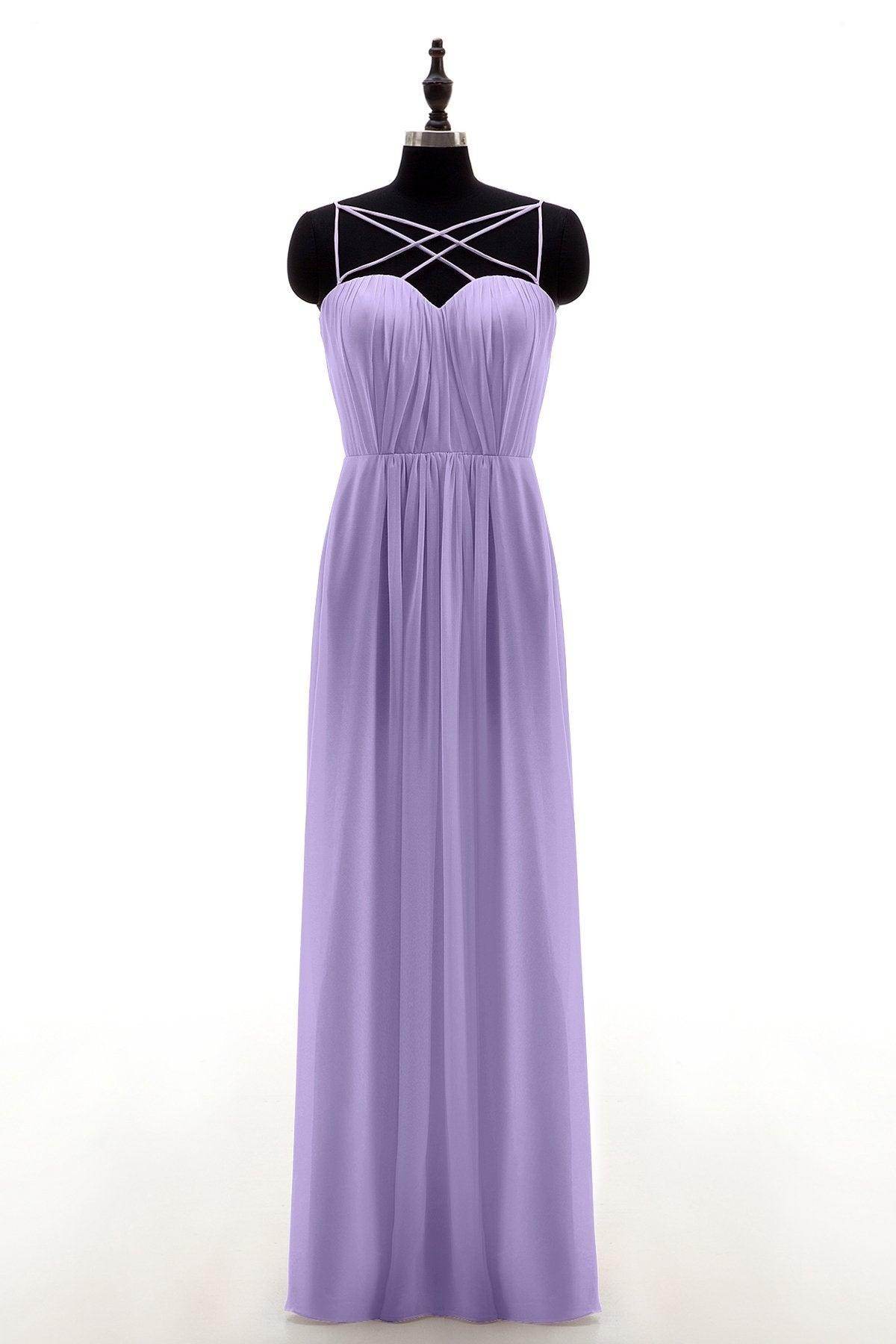 Sheath-Column Floor Length Chiffon Bridesmaid Dress NB3315 - COCOMELODY