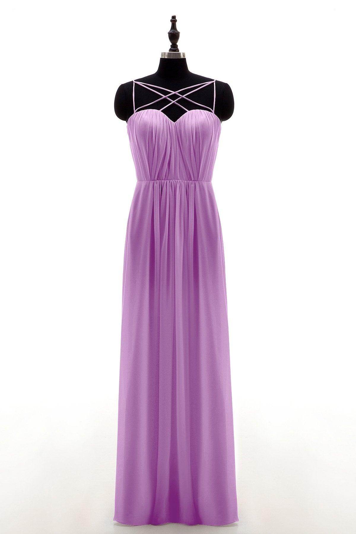 Sheath-Column Floor Length Chiffon Bridesmaid Dress NB3315 - COCOMELODY
