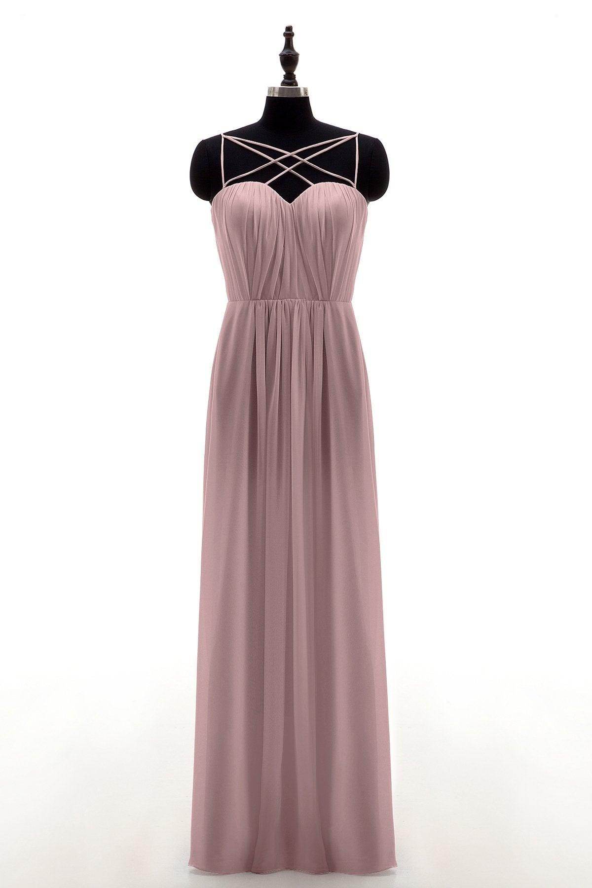Sheath-Column Floor Length Chiffon Bridesmaid Dress NB3315 - COCOMELODY