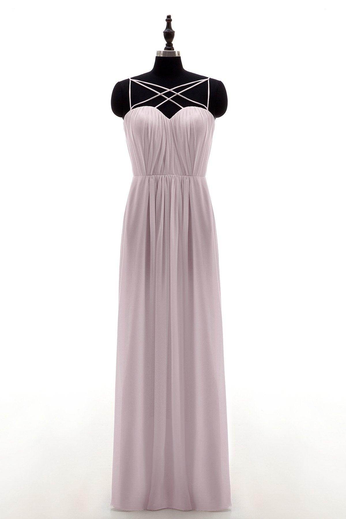 Sheath-Column Floor Length Chiffon Bridesmaid Dress NB3315 - COCOMELODY