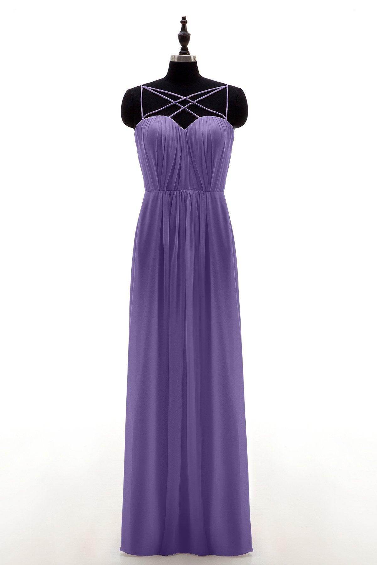 Sheath-Column Floor Length Chiffon Bridesmaid Dress NB3315 - COCOMELODY