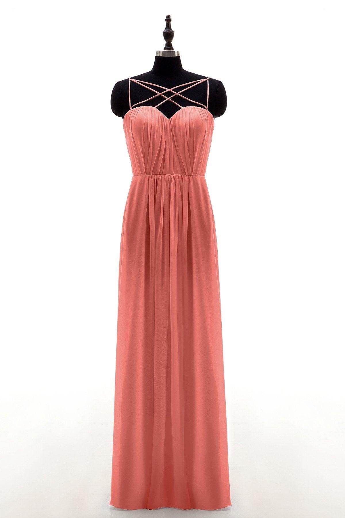 Sheath-Column Floor Length Chiffon Bridesmaid Dress NB3315 - COCOMELODY