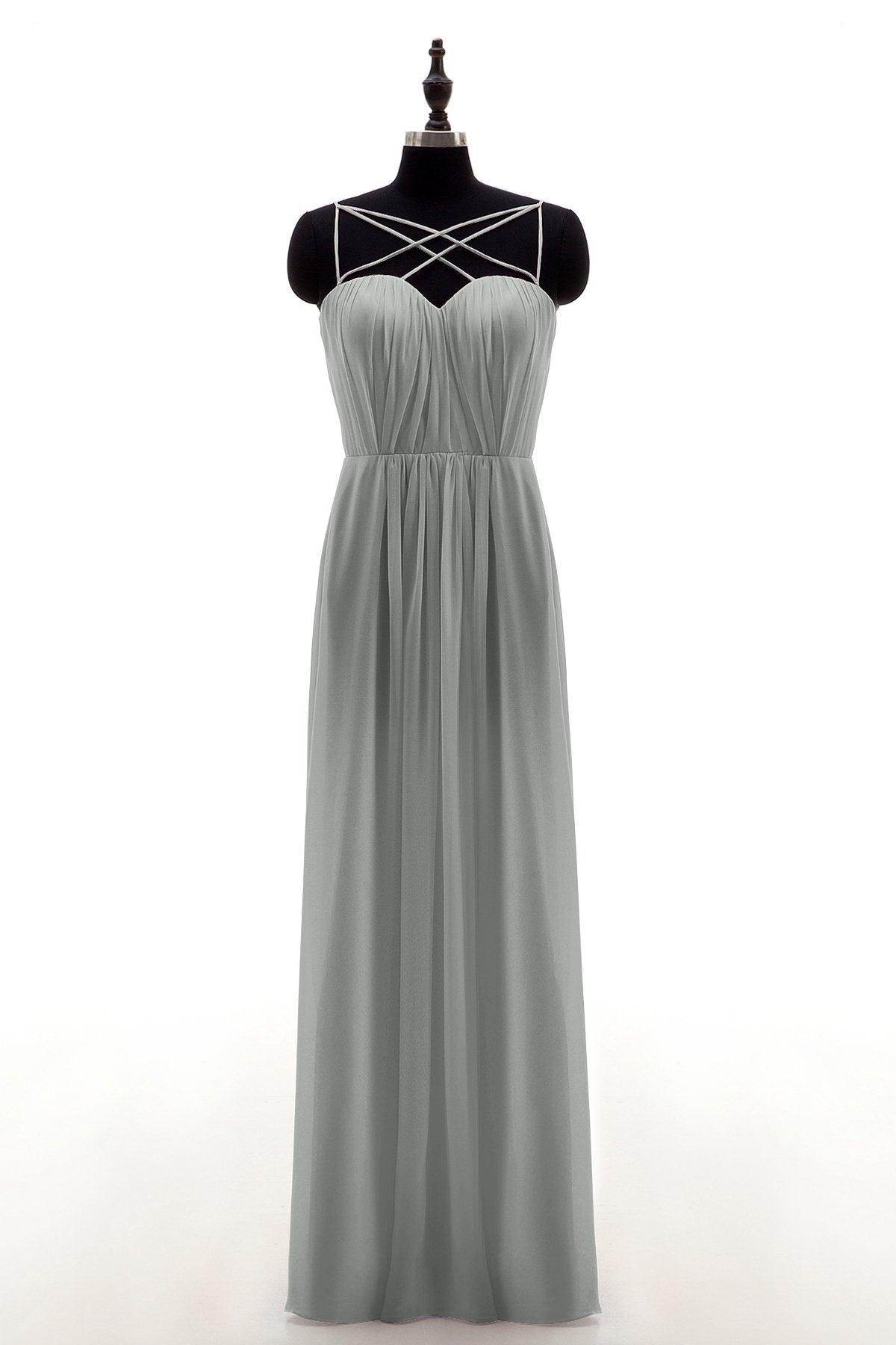 Sheath-Column Floor Length Chiffon Bridesmaid Dress NB3315 - COCOMELODY