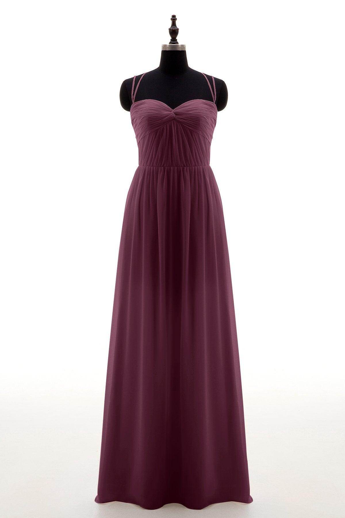 Sheath-Column Floor Length Chiffon Bridesmaid Dress NB3316 - COCOMELODY