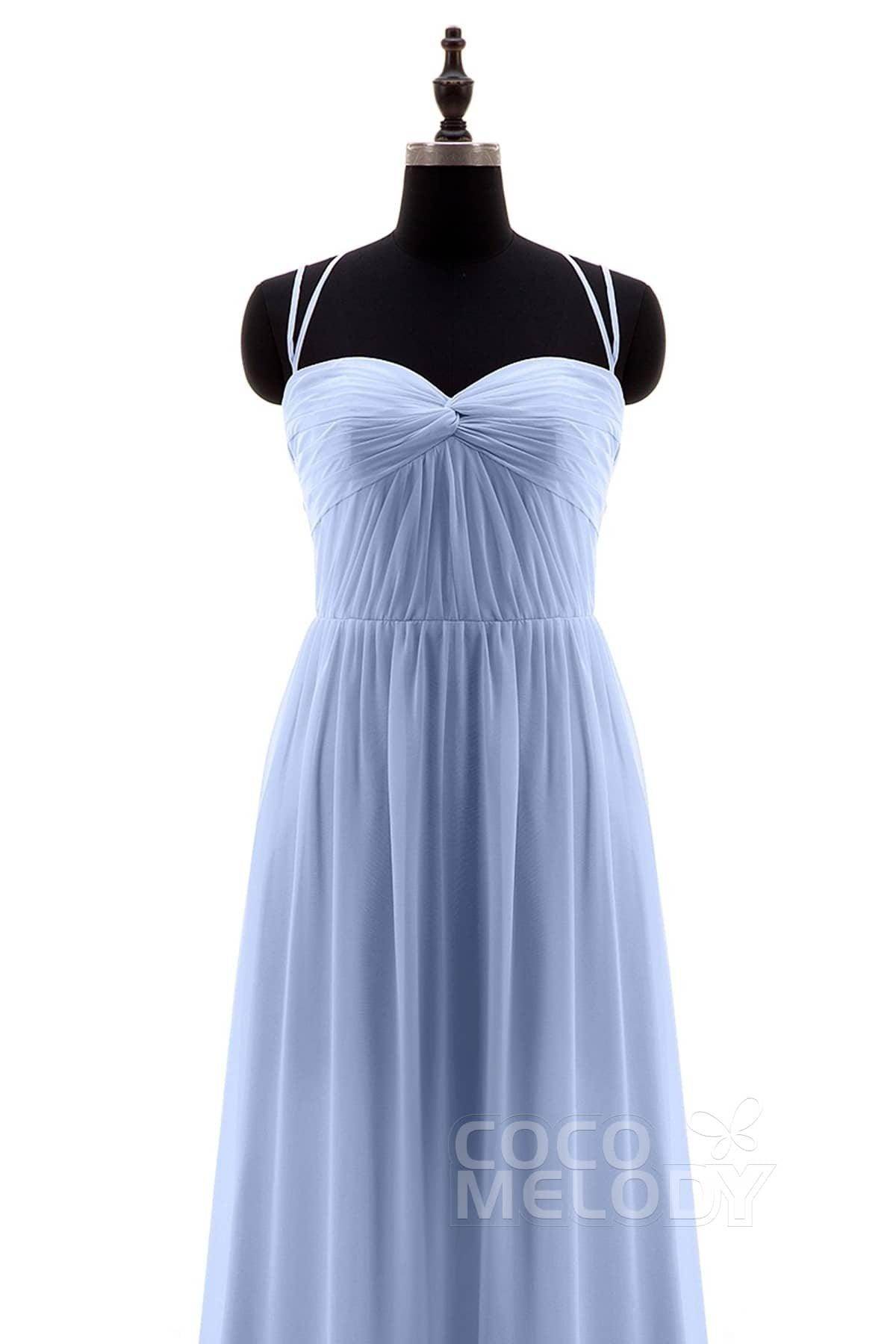 Sheath-Column Floor Length Chiffon Bridesmaid Dress NB3316 - COCOMELODY
