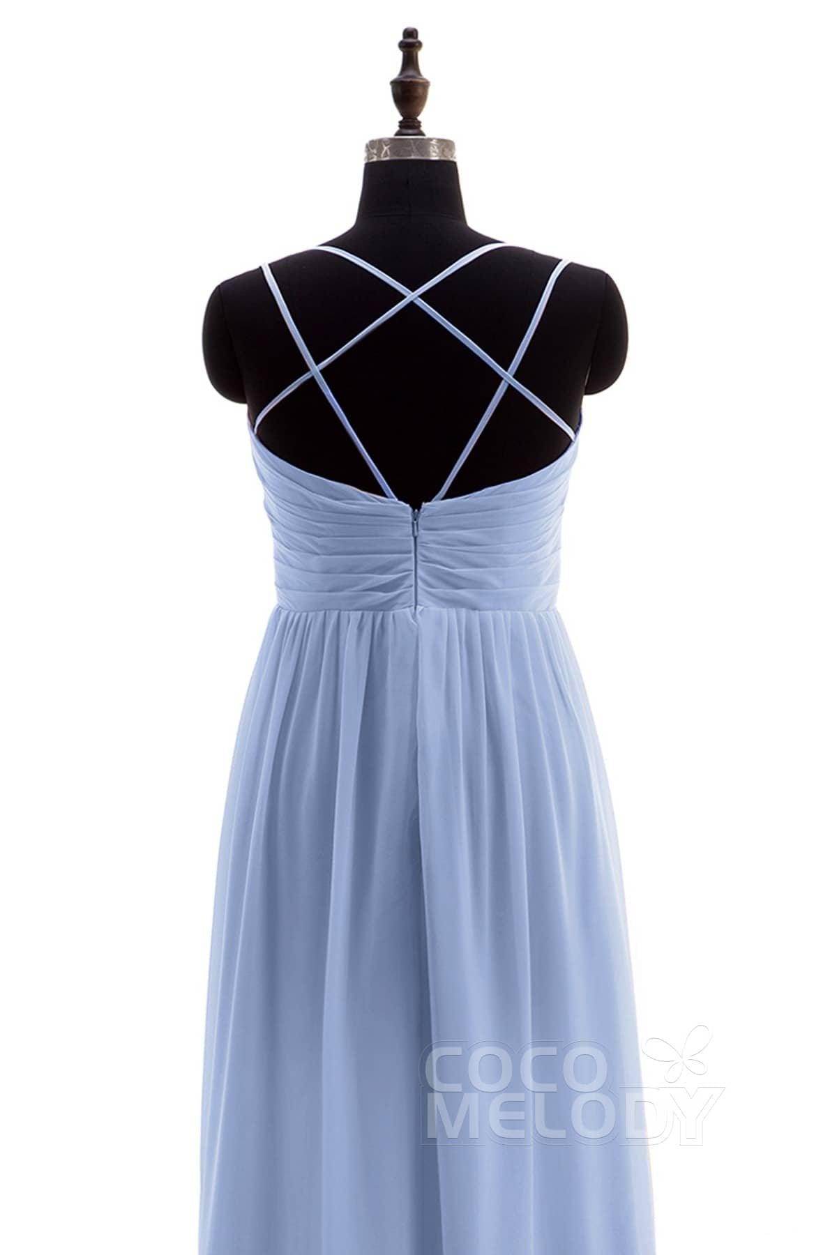 Sheath-Column Floor Length Chiffon Bridesmaid Dress NB3316 - COCOMELODY