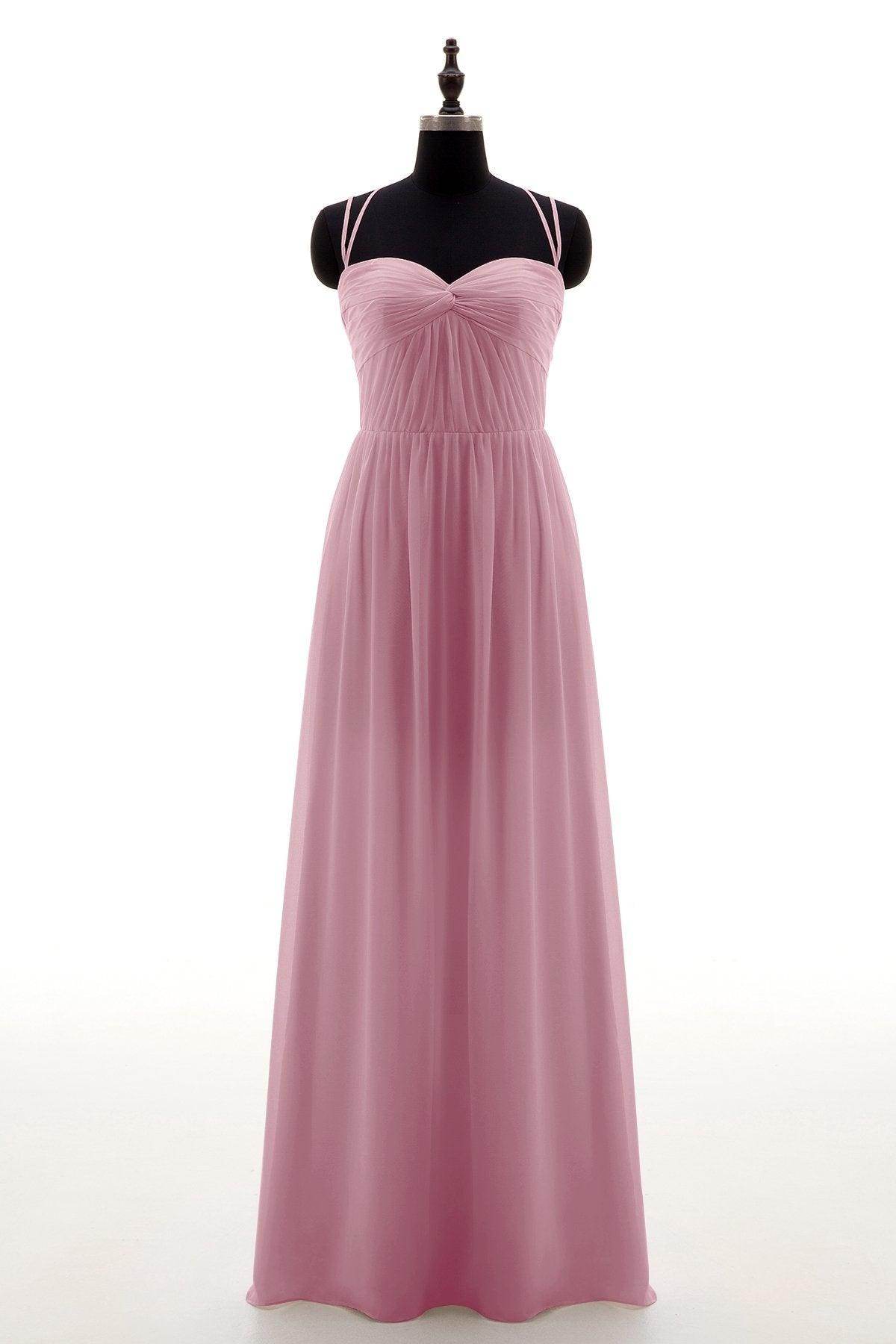 Sheath-Column Floor Length Chiffon Bridesmaid Dress NB3316 - COCOMELODY