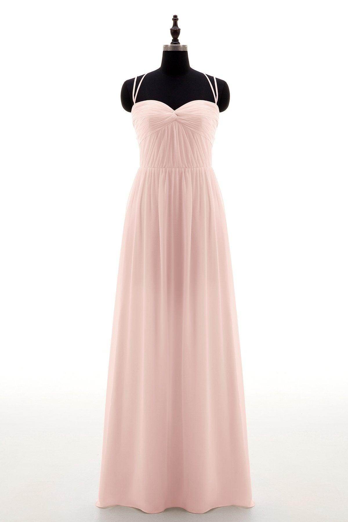 Sheath-Column Floor Length Chiffon Bridesmaid Dress NB3316 - COCOMELODY