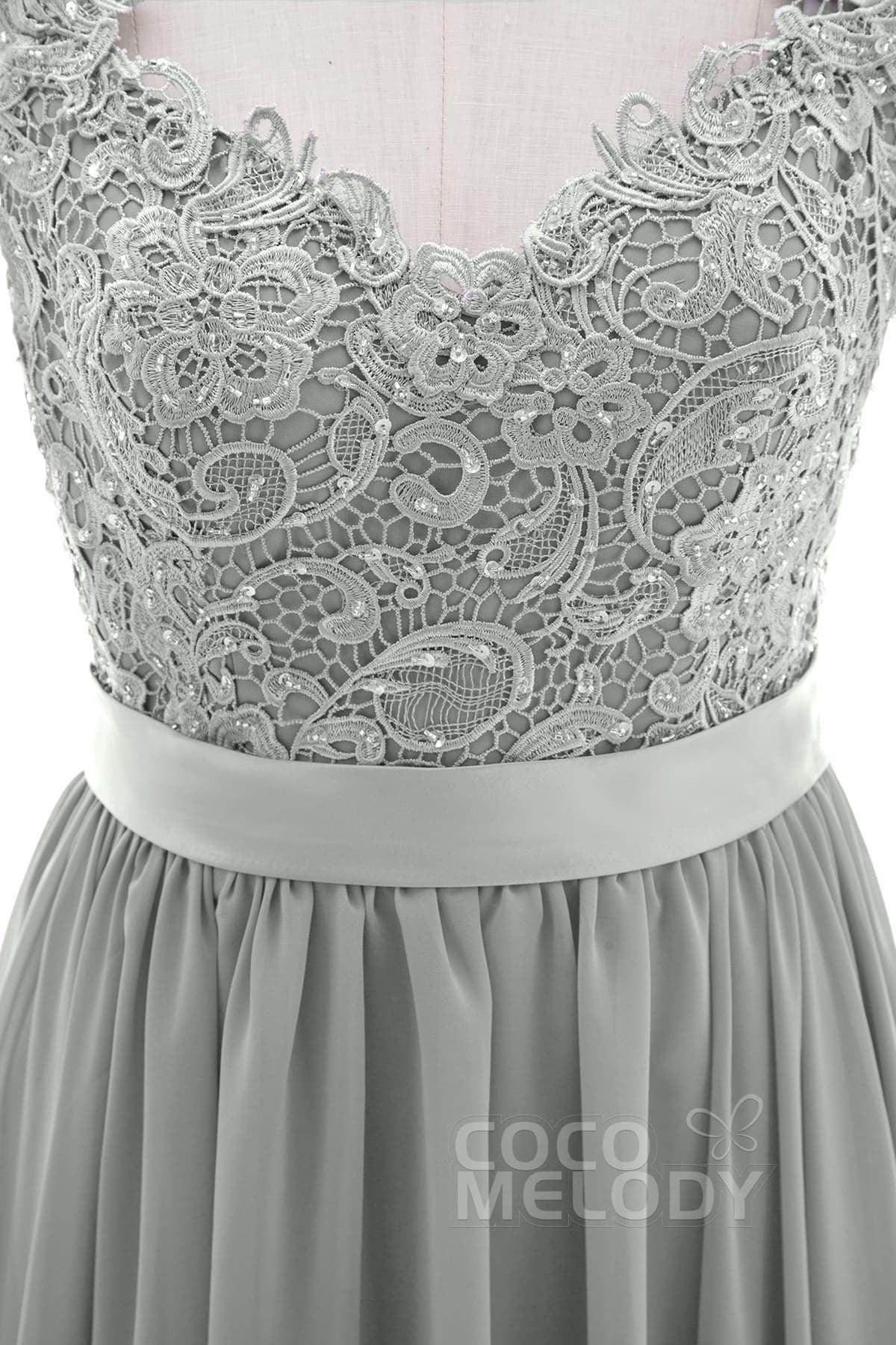 Sheath-Column Floor Length Lace and Chiffon Dress NB3322 - COCOMELODY