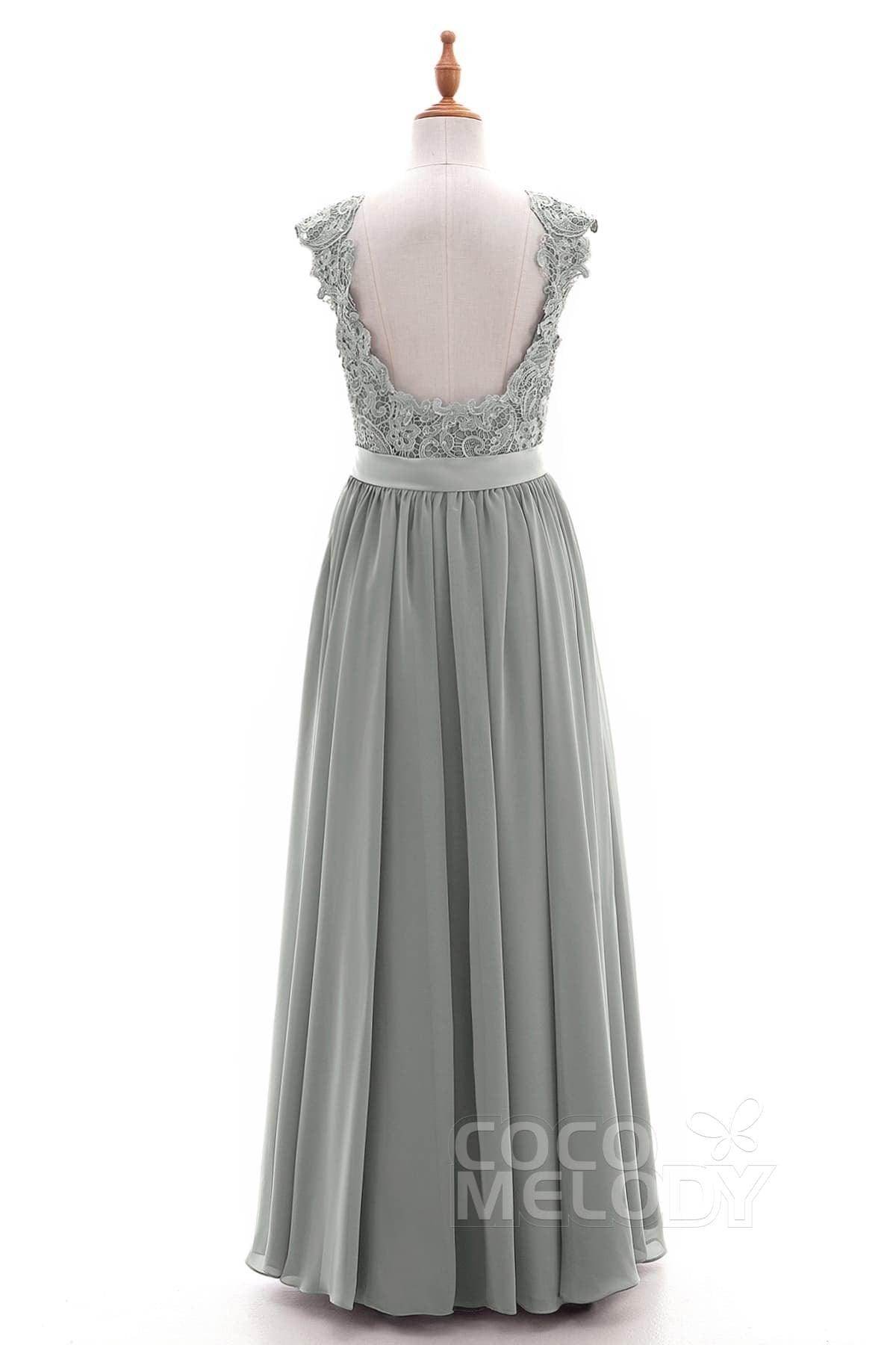 Sheath-Column Floor Length Lace and Chiffon Dress NB3322 - COCOMELODY