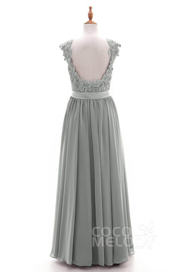 Sheath-Column Floor Length Lace and Chiffon Dress NB3322 - COCOMELODY