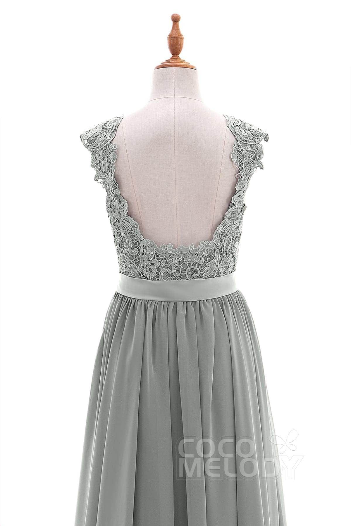 Sheath-Column Floor Length Lace and Chiffon Dress NB3322 - COCOMELODY