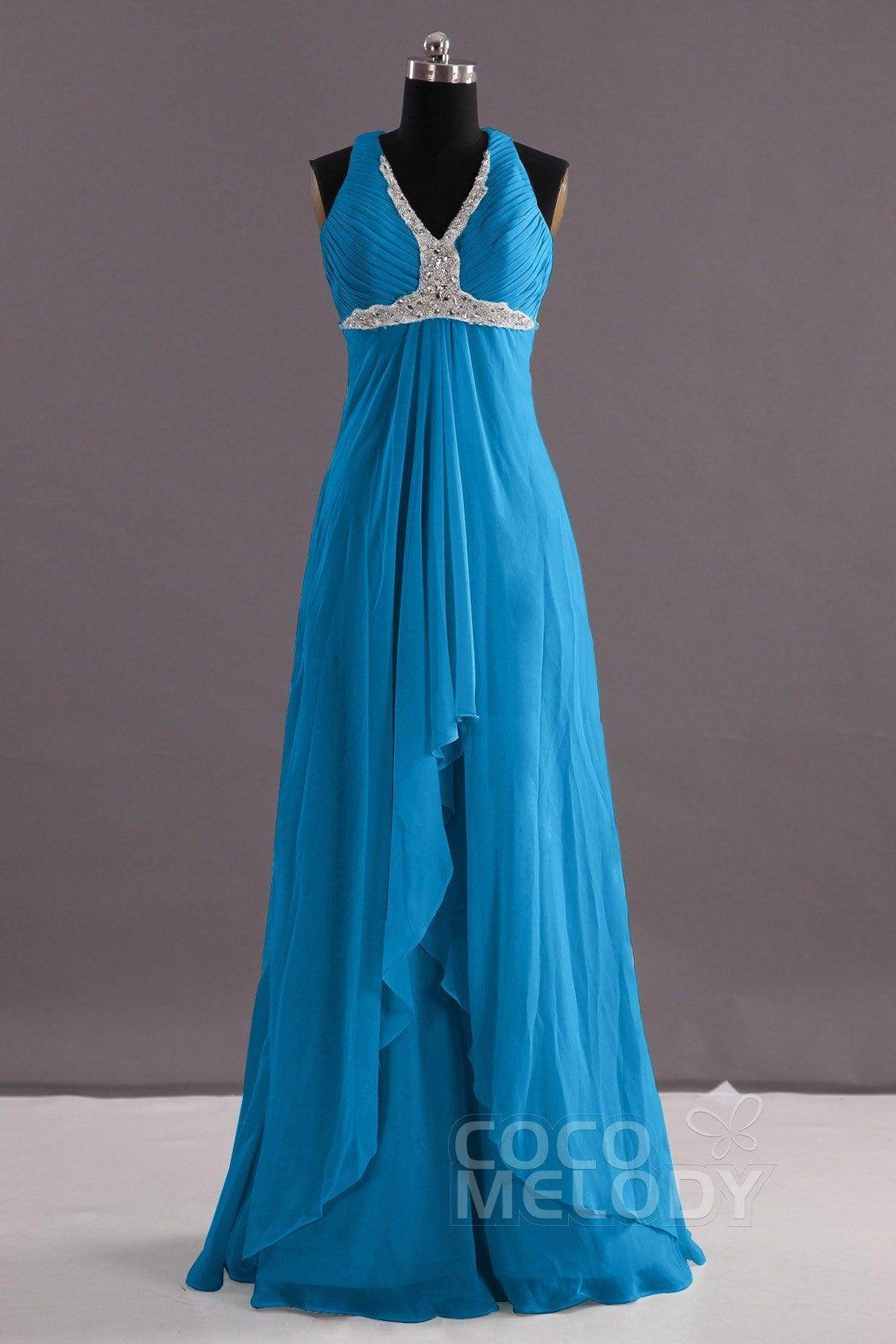 Sheath-Column Floor Length Chiffon Evening Dress COEF14001 - COCOMELODY