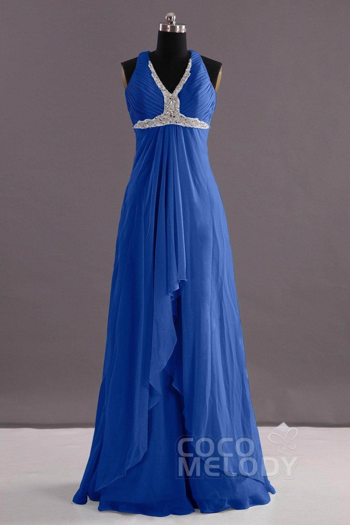 Sheath-Column Floor Length Chiffon Evening Dress COEF14001 - COCOMELODY