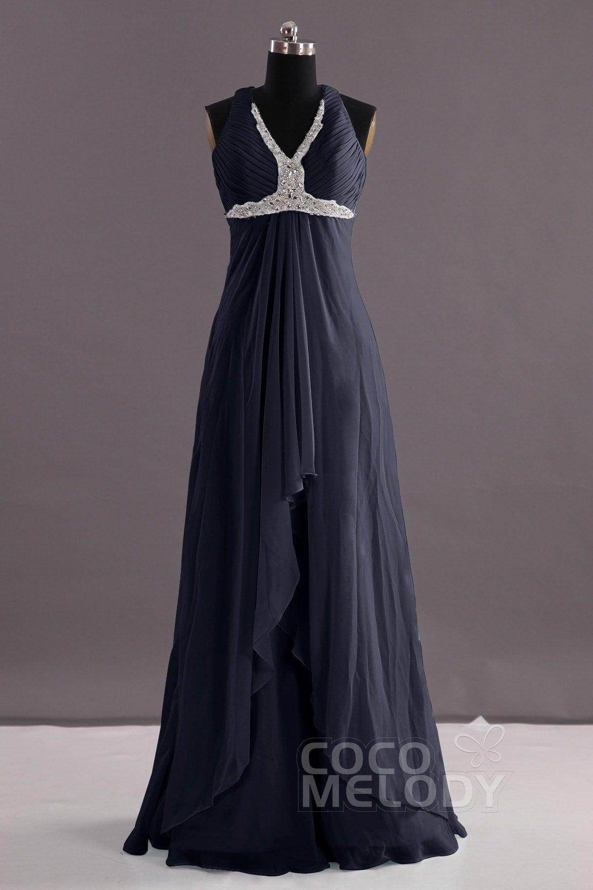 Sheath-Column Floor Length Chiffon Evening Dress COEF14001 - COCOMELODY