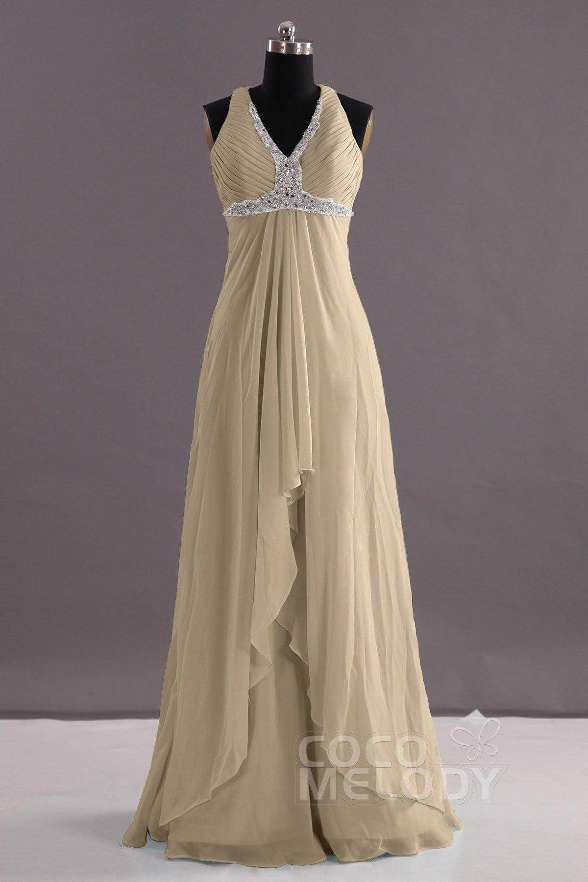 Sheath-Column Floor Length Chiffon Evening Dress COEF14001 - COCOMELODY
