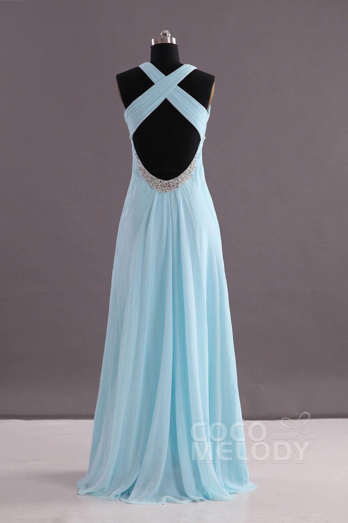 Sheath-Column Floor Length Chiffon Evening Dress COEF14001 - COCOMELODY