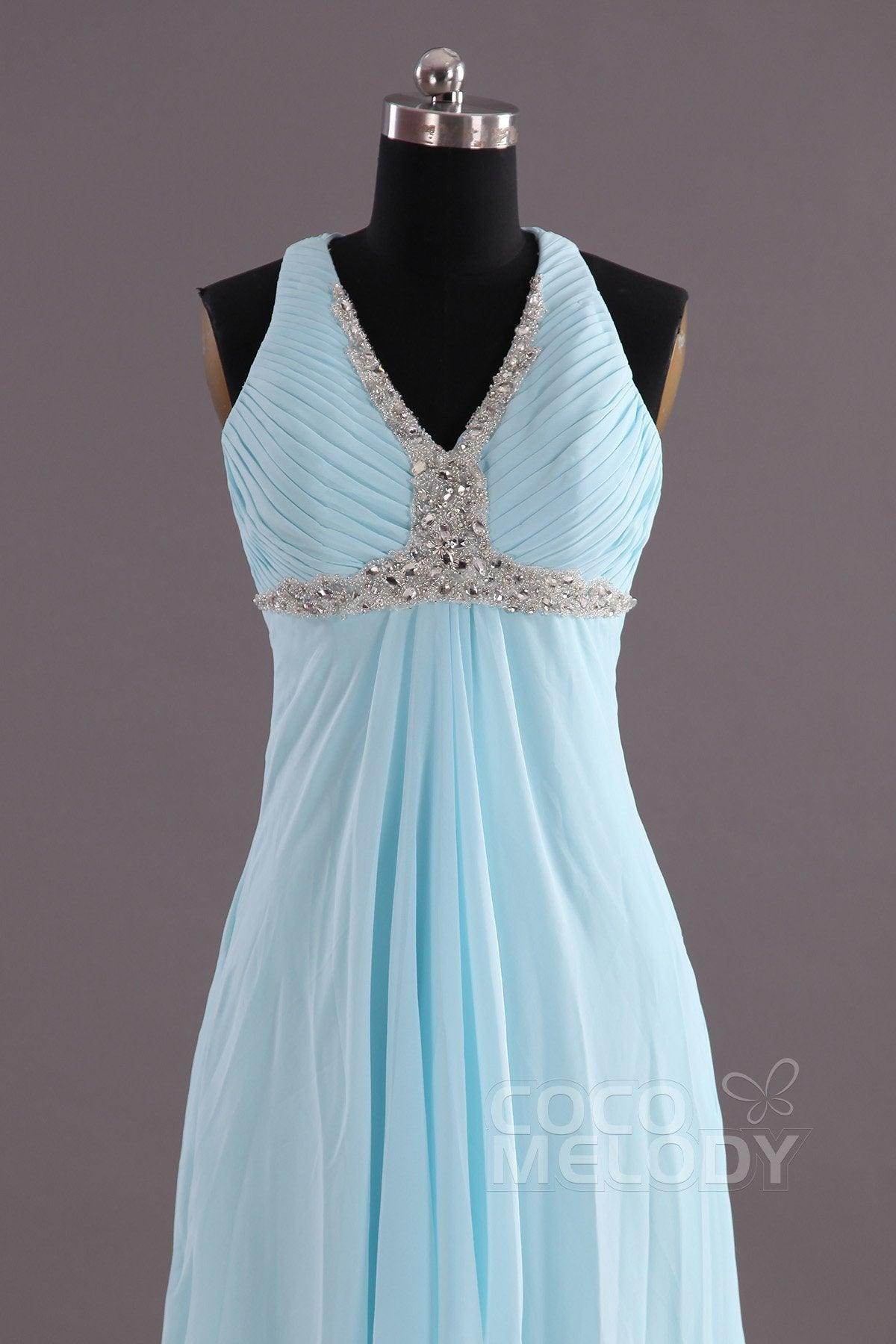 Sheath-Column Floor Length Chiffon Evening Dress COEF14001 - COCOMELODY