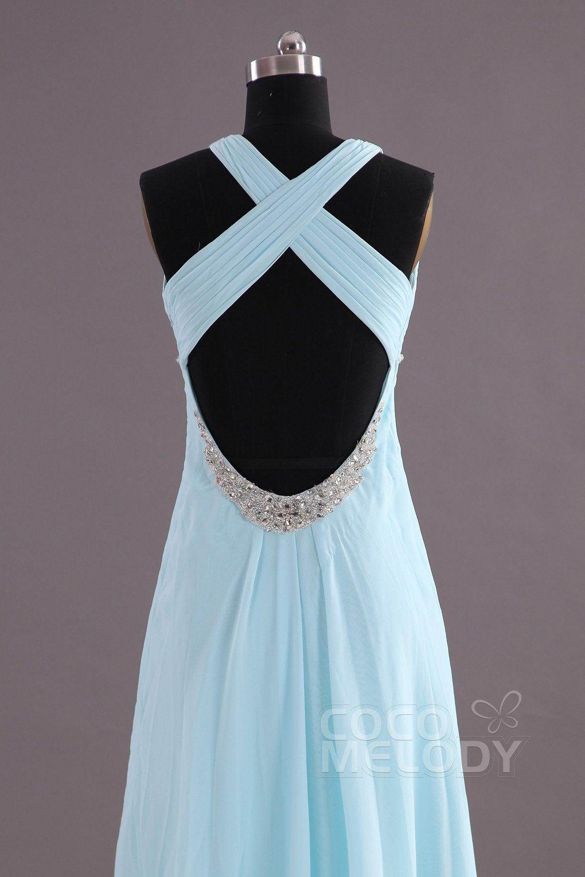 Sheath-Column Floor Length Chiffon Evening Dress COEF14001 - COCOMELODY